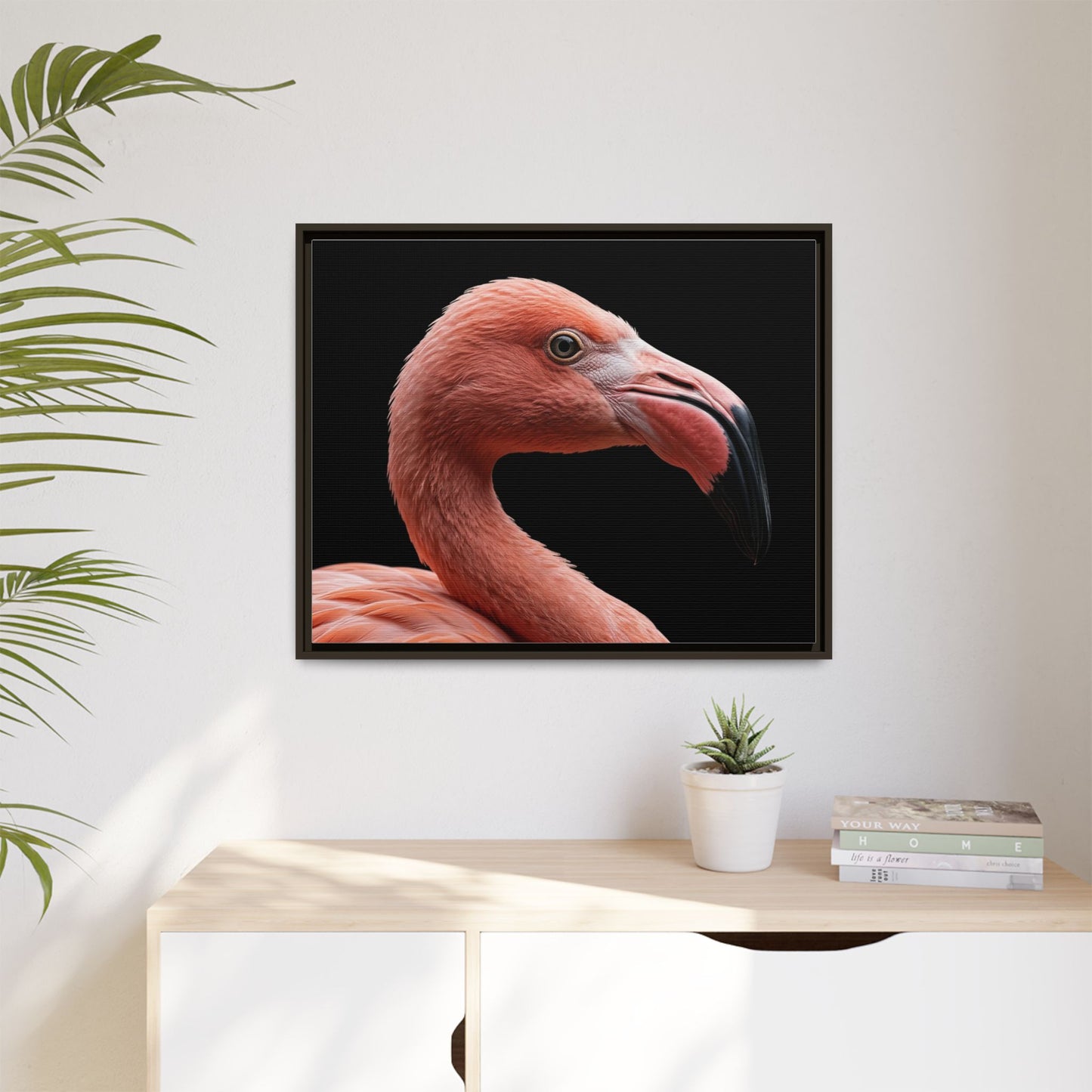 Framed Canvas Print — Flamingo In Colour