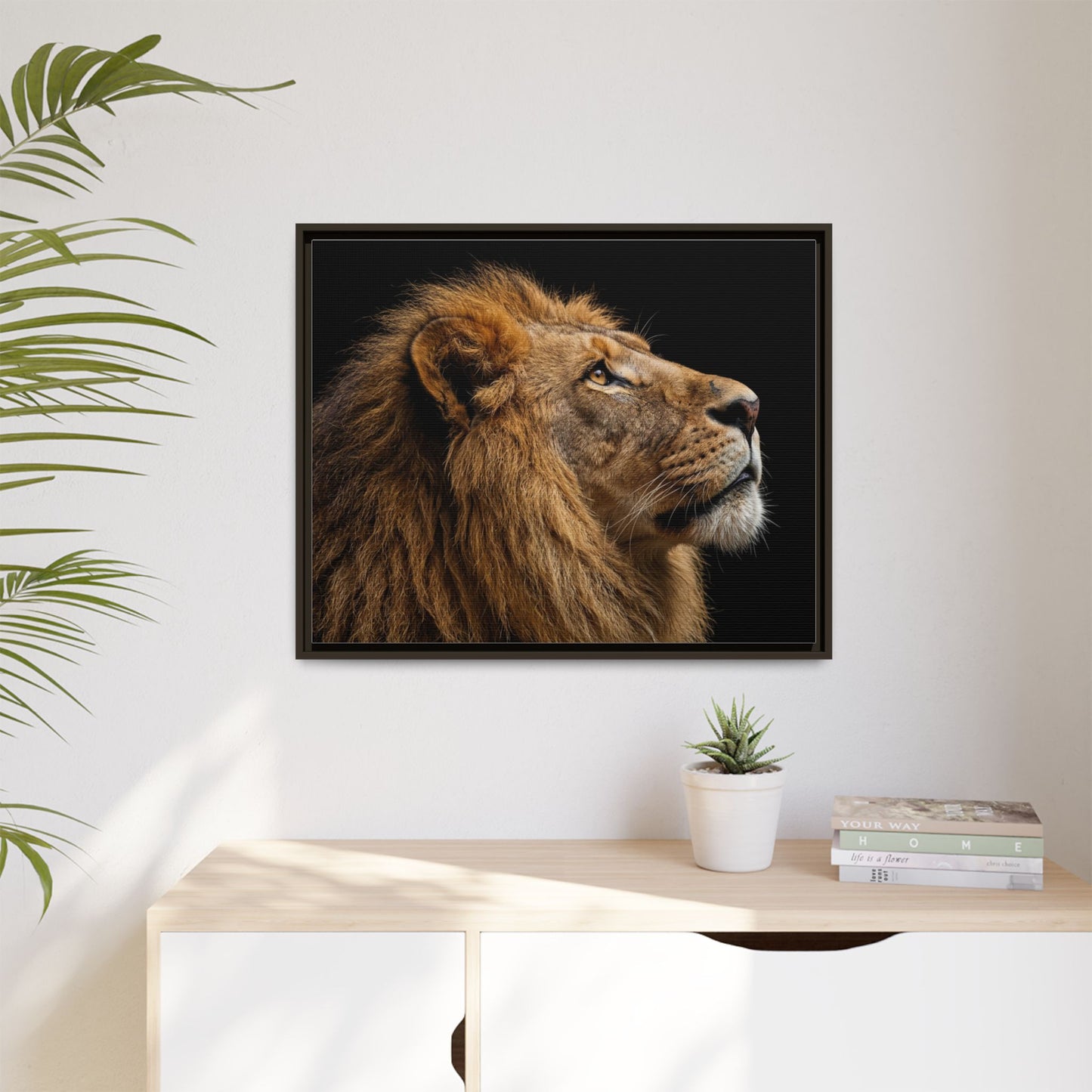 Framed Canvas Print — Lion In Colour