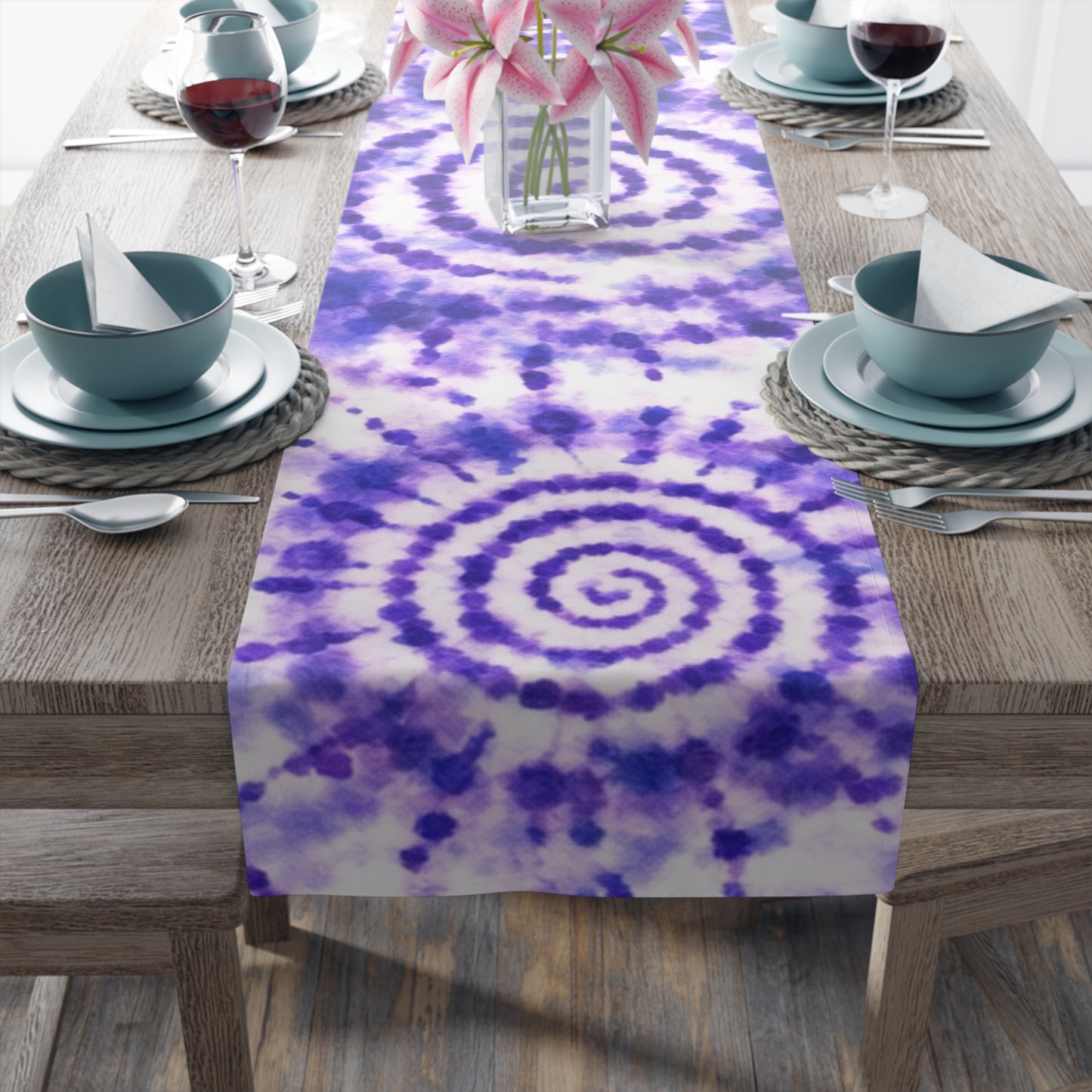 Table Runner — Adire Blue