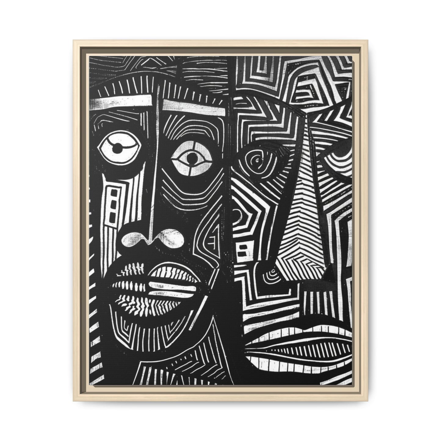Framed Canvas Print — Abstract Faces No. 2