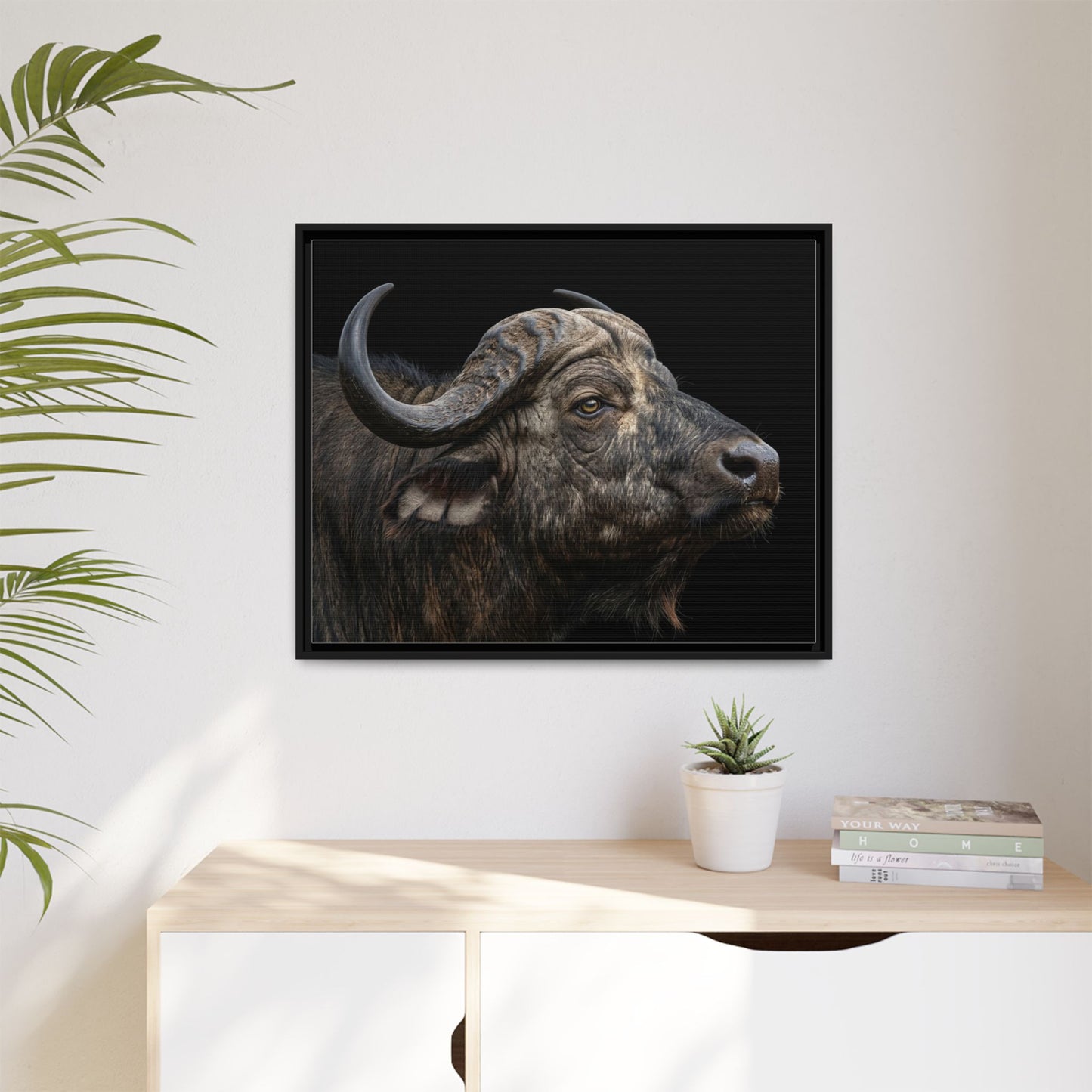 Framed Canvas Print — Cape Buffalo In Colour