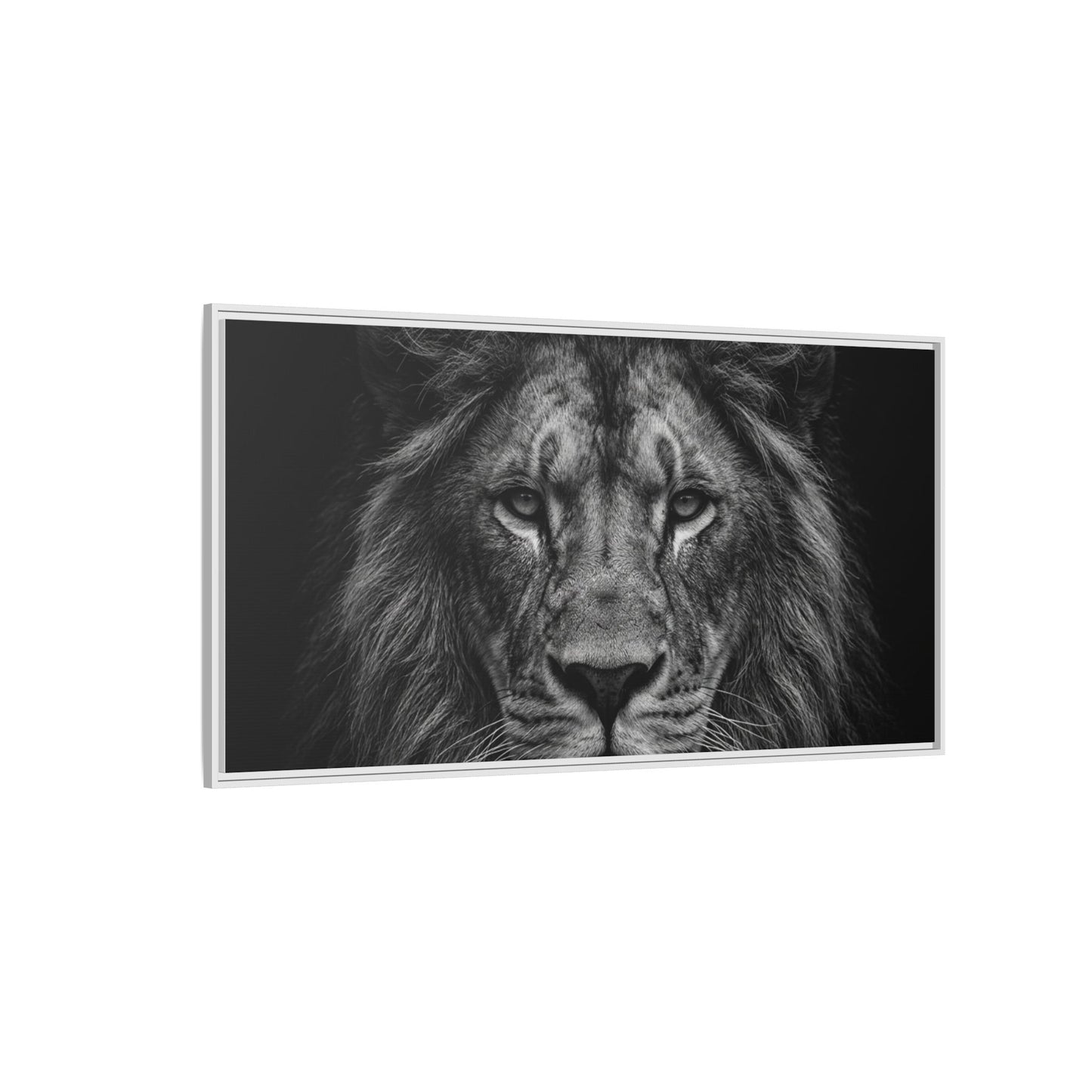 Framed Canvas Print — Lion In Black