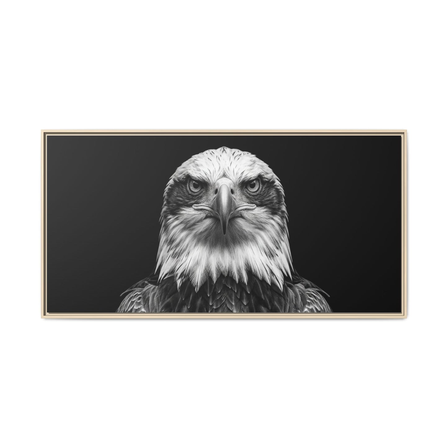Framed Canvas Print — Fish Eagle In Black