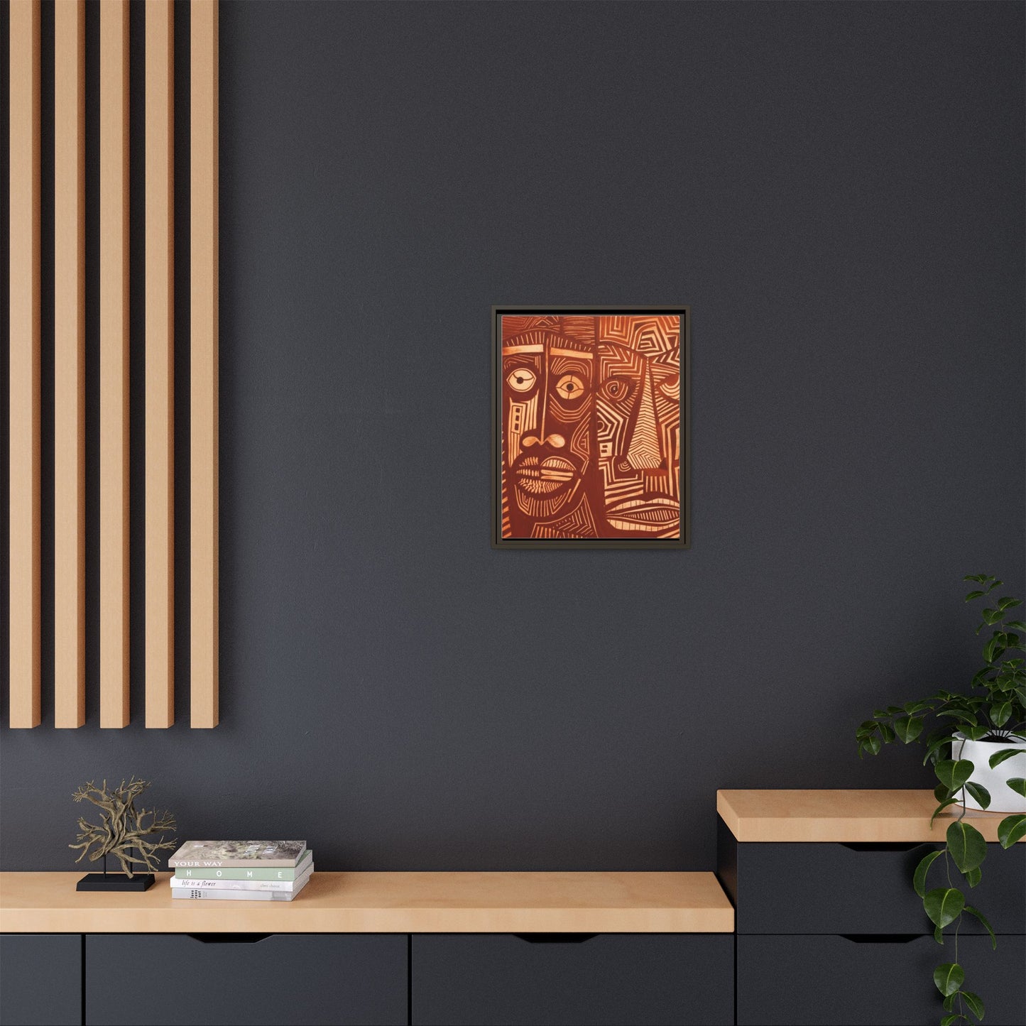 Framed Canvas Print — Abstract Faces No. 4