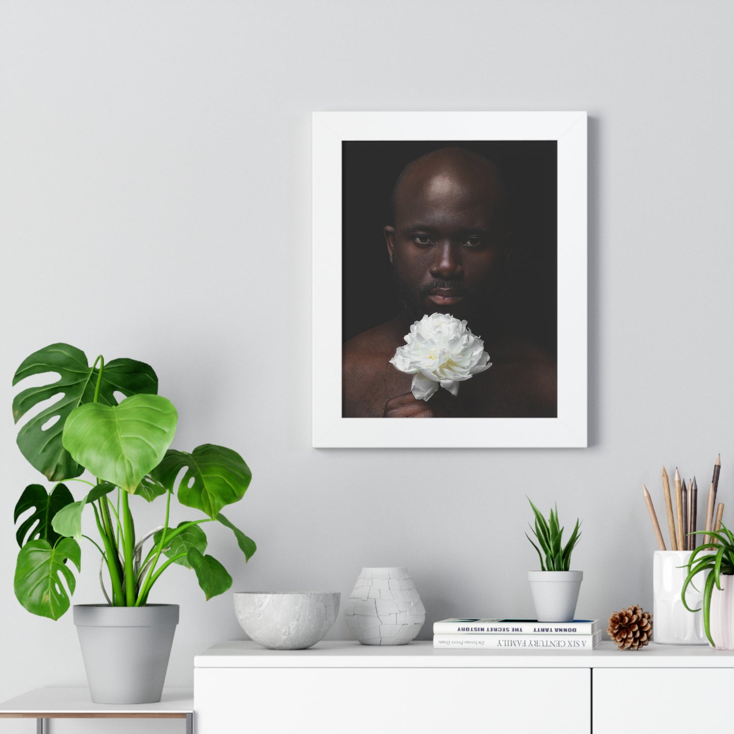 Framed Print — Portrait of Man with Flower No. 1