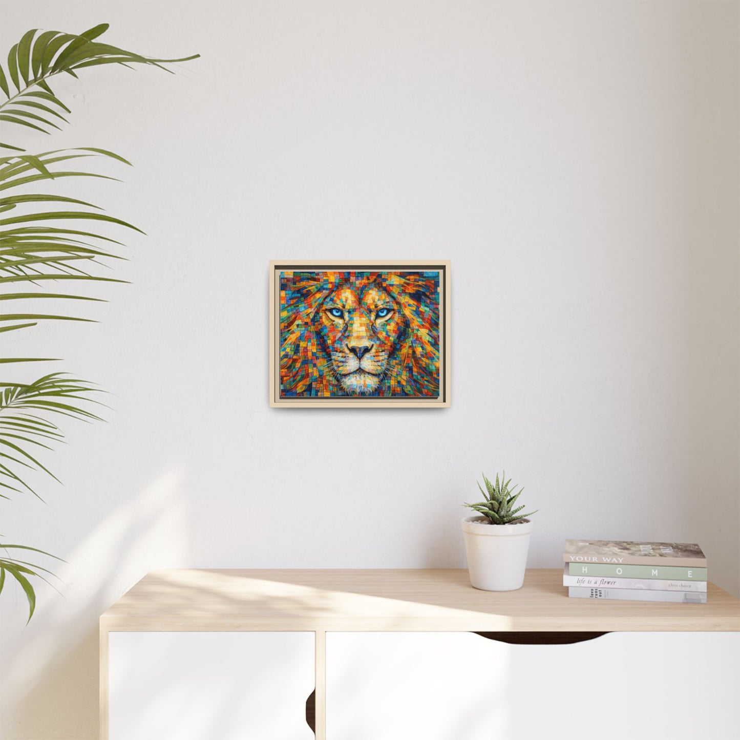 Framed Canvas Print — Lion's Gaze
