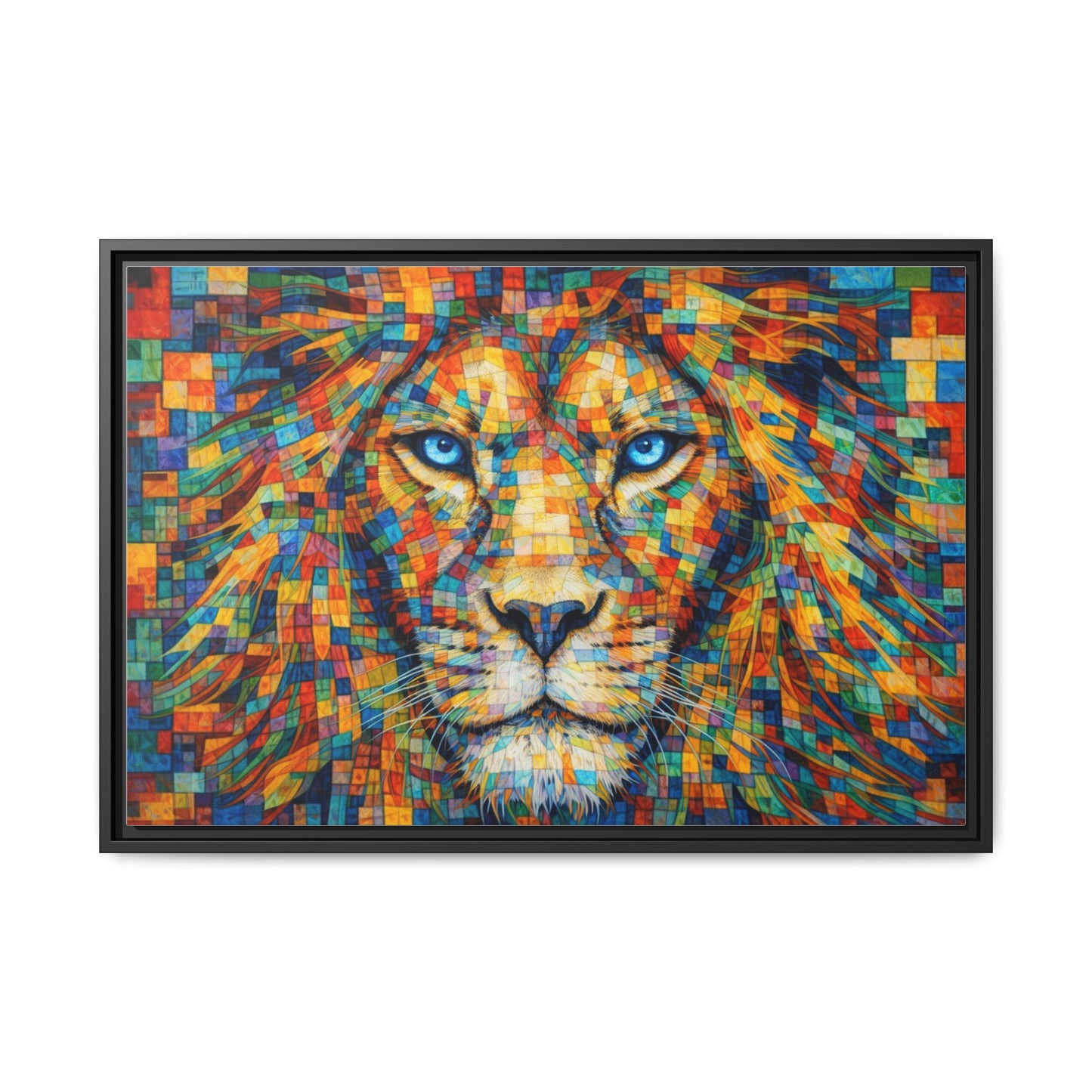 Framed Canvas Print — Lion's Gaze