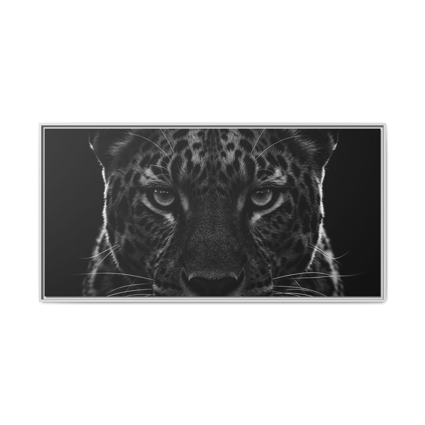 Framed Canvas Print — Leopard In Black