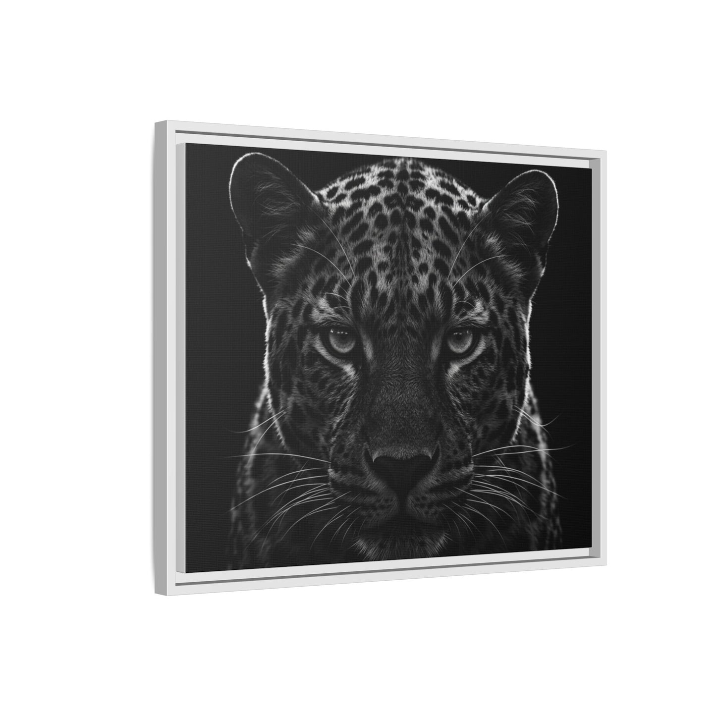 Framed Canvas Print — Leopard In Black
