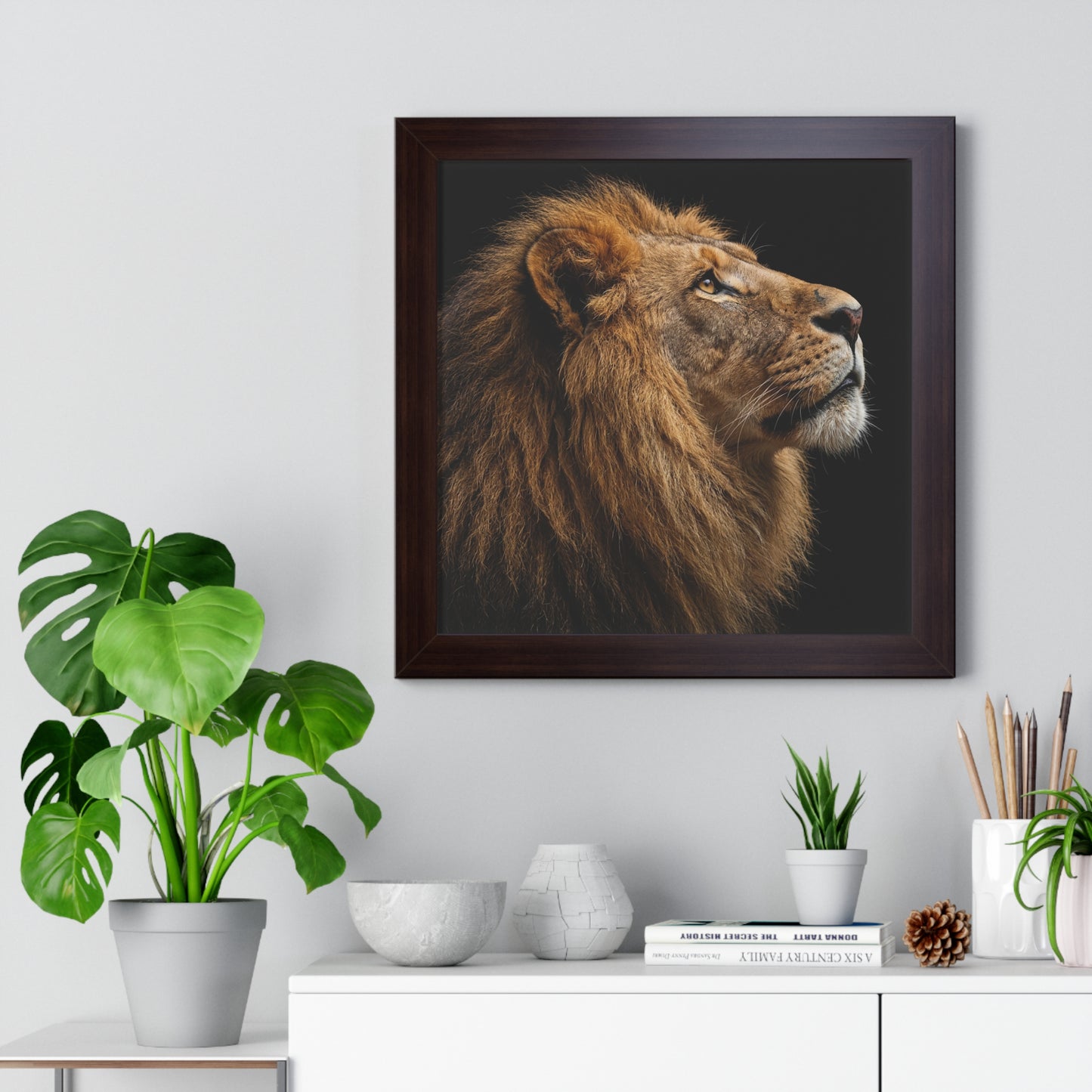 Framed Art Print – Lion In Colour