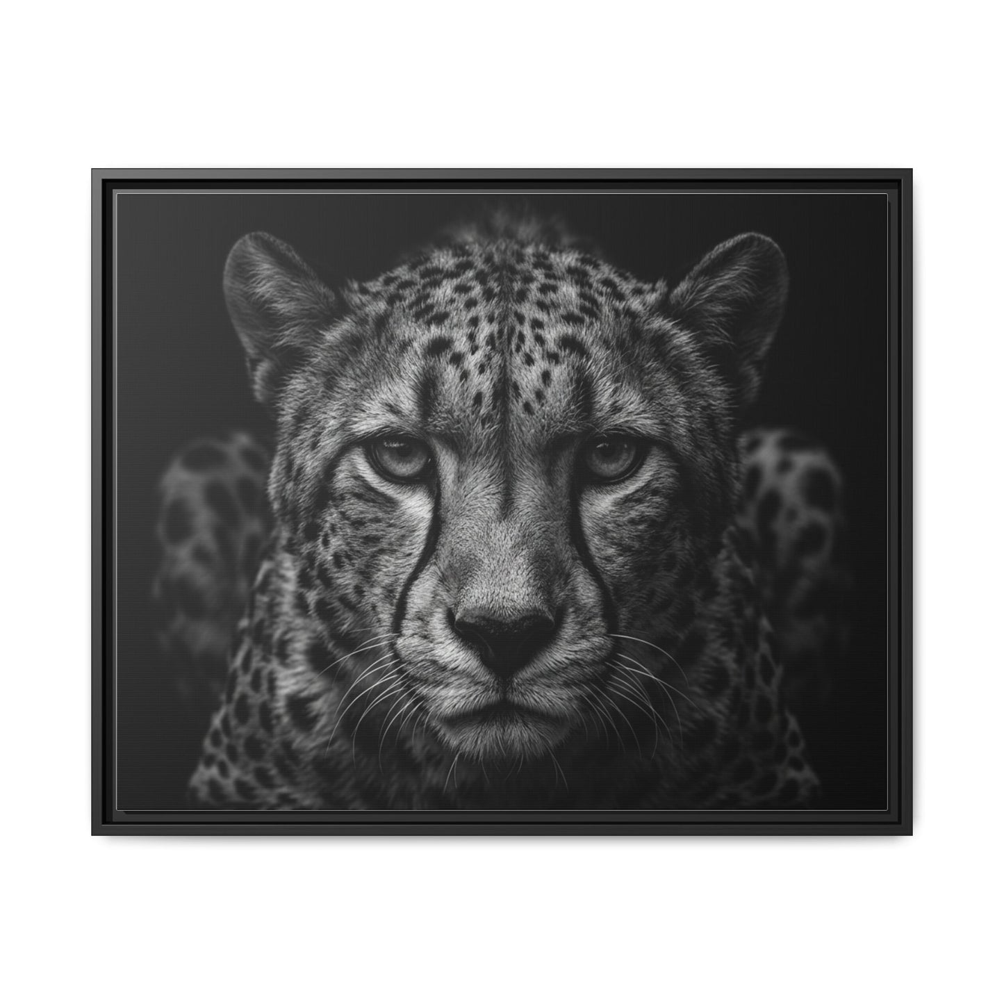 Framed Canvas Print — Cheetah In Black