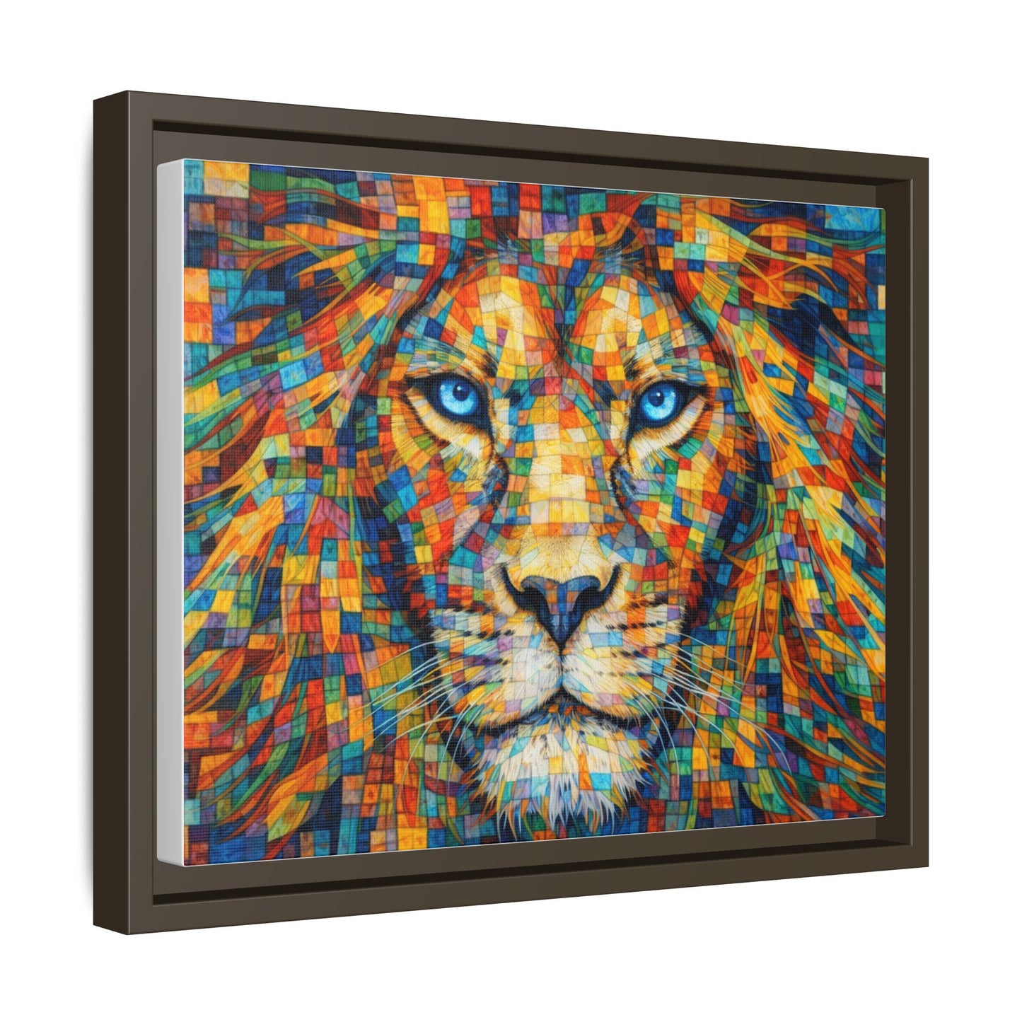 Framed Canvas Print — Lion's Gaze