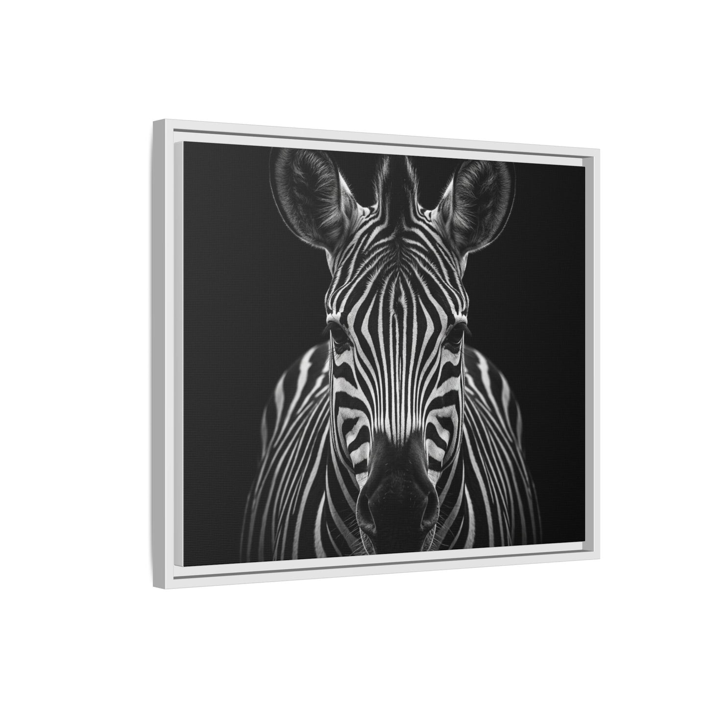 Framed Canvas Print — Zebra In Black