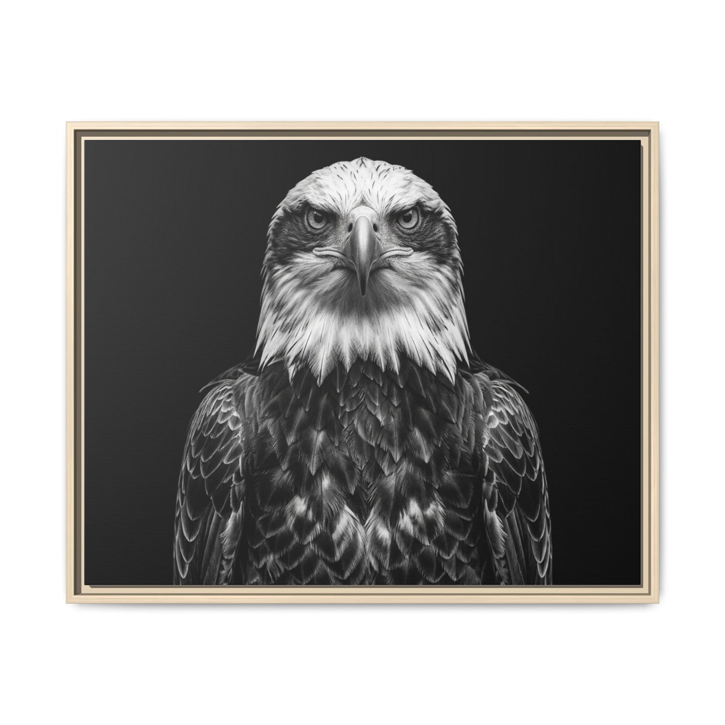 Framed Canvas Print — Fish Eagle In Black