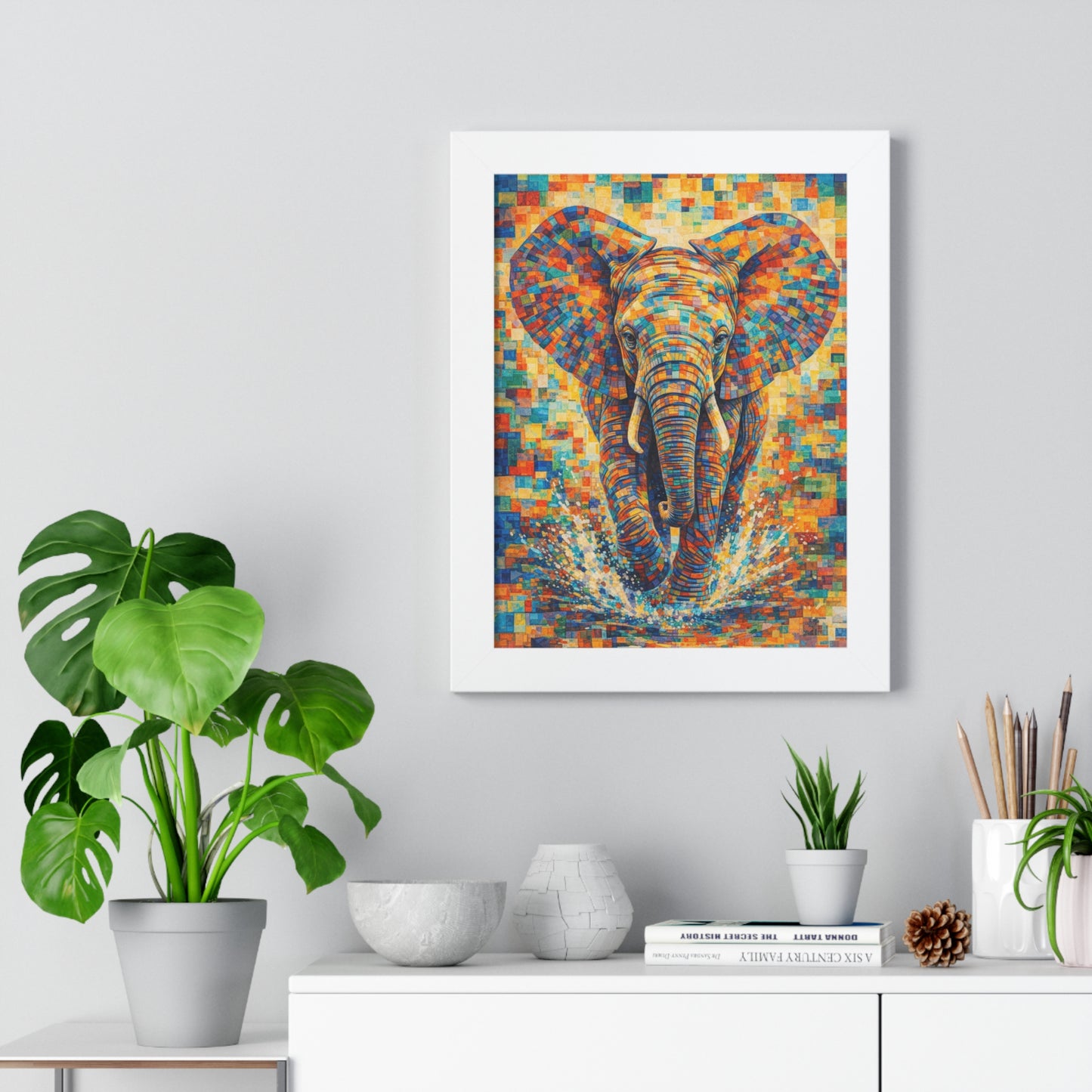Framed Print — Elephant Cubism