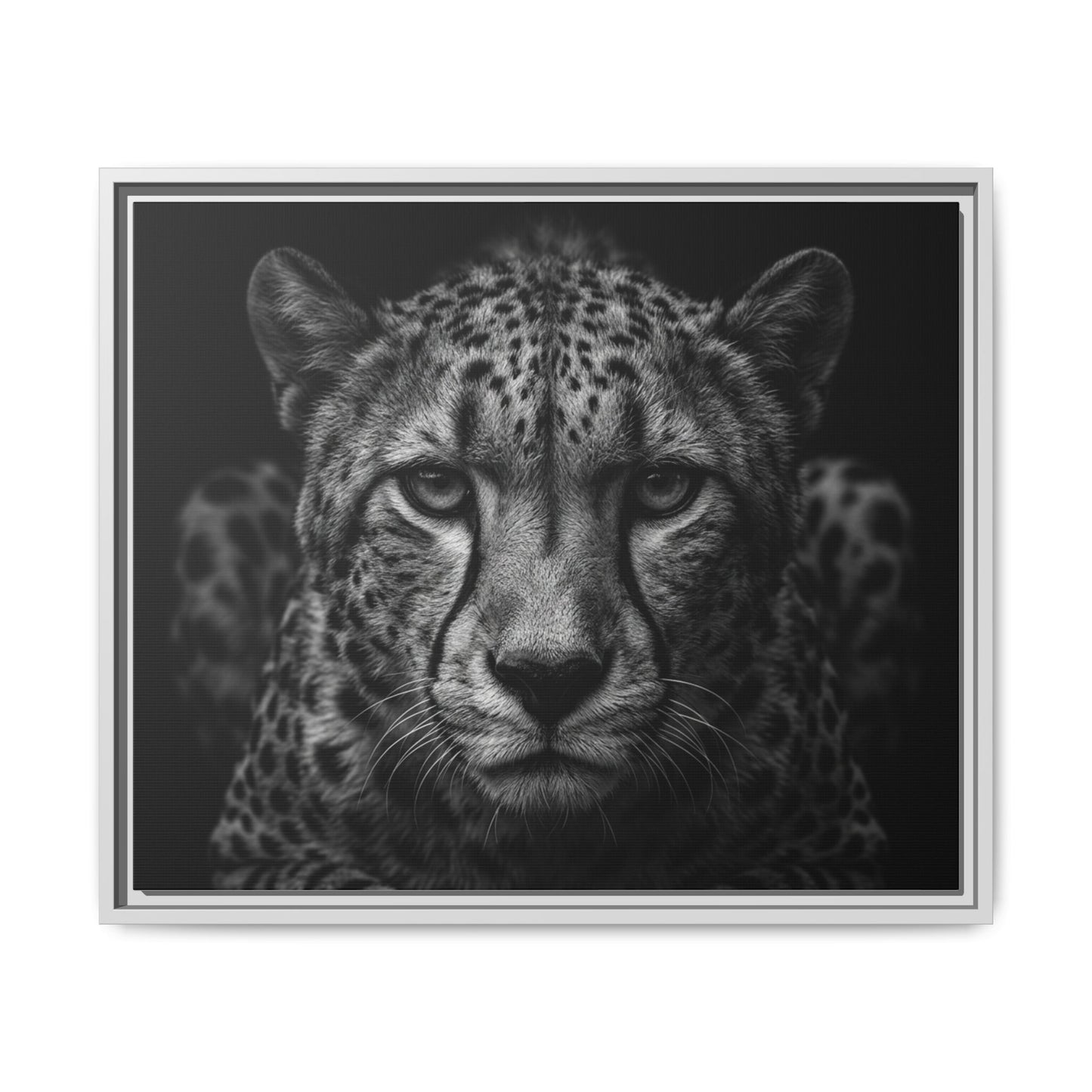Framed Canvas Print — Cheetah In Black