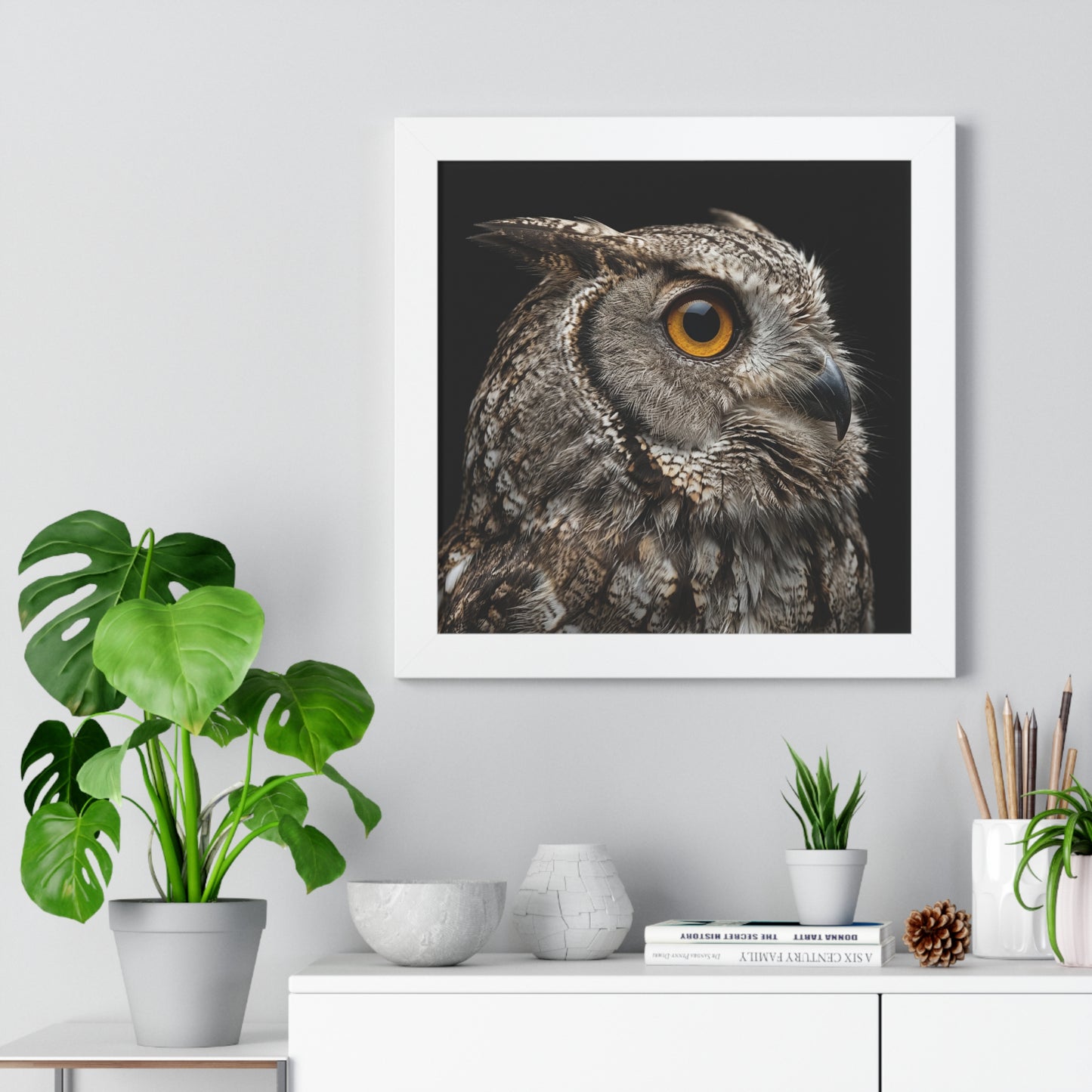 Framed Art Print – Scops Owl In Colour