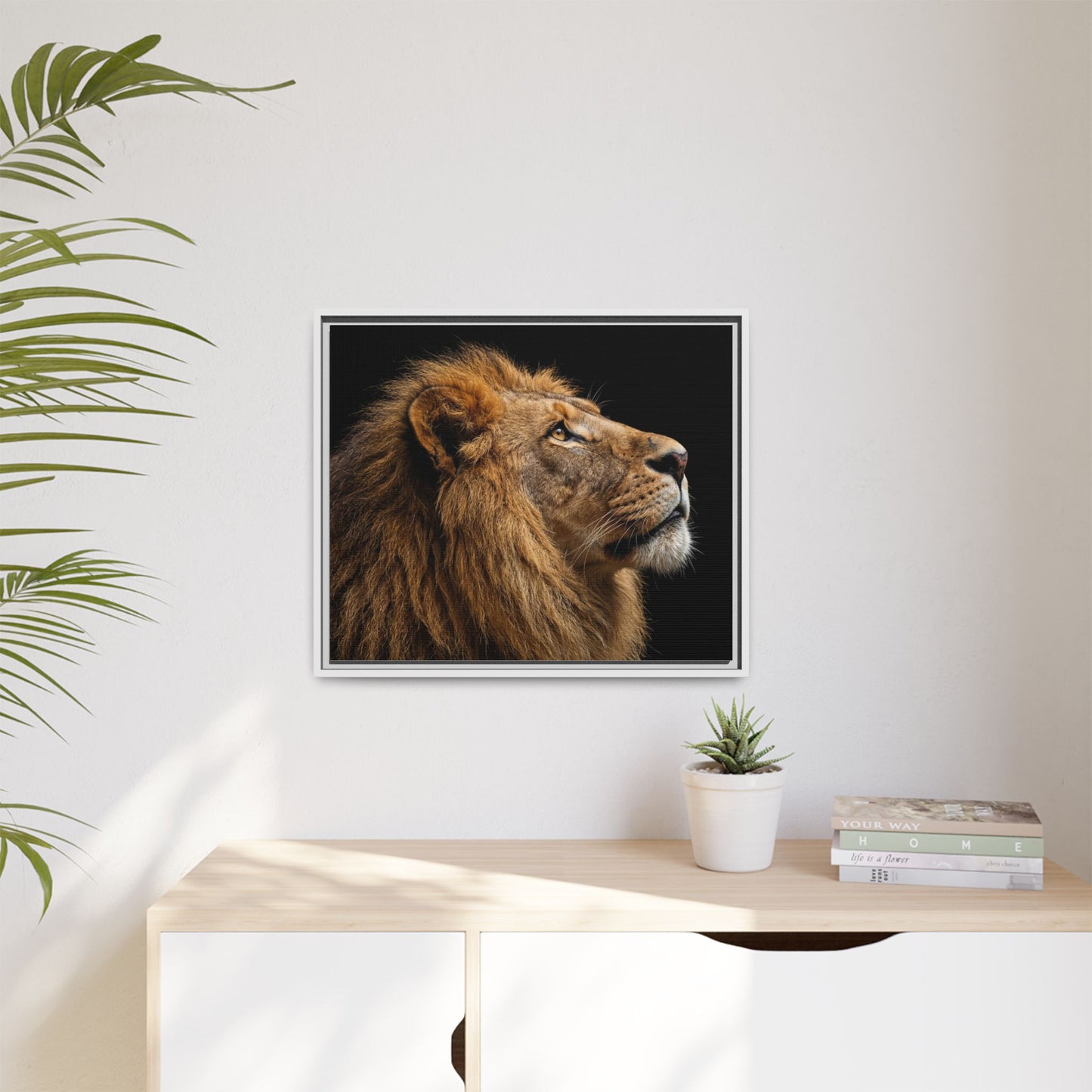 Framed Canvas Print — Lion In Colour