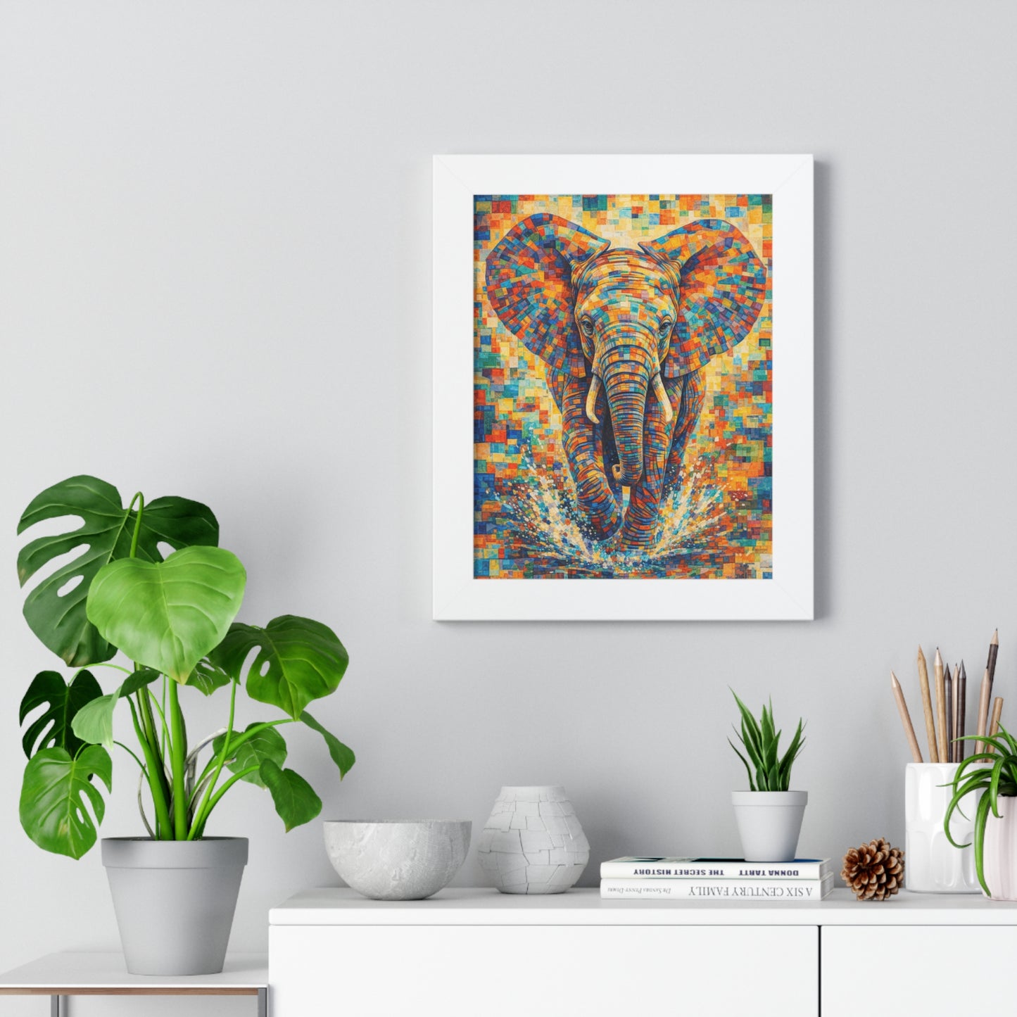 Framed Print — Elephant Cubism