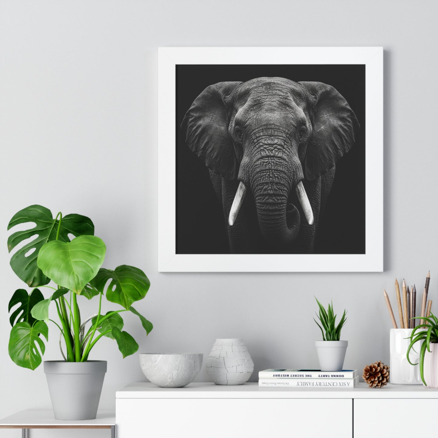 Framed Art Print – Elephant In Black