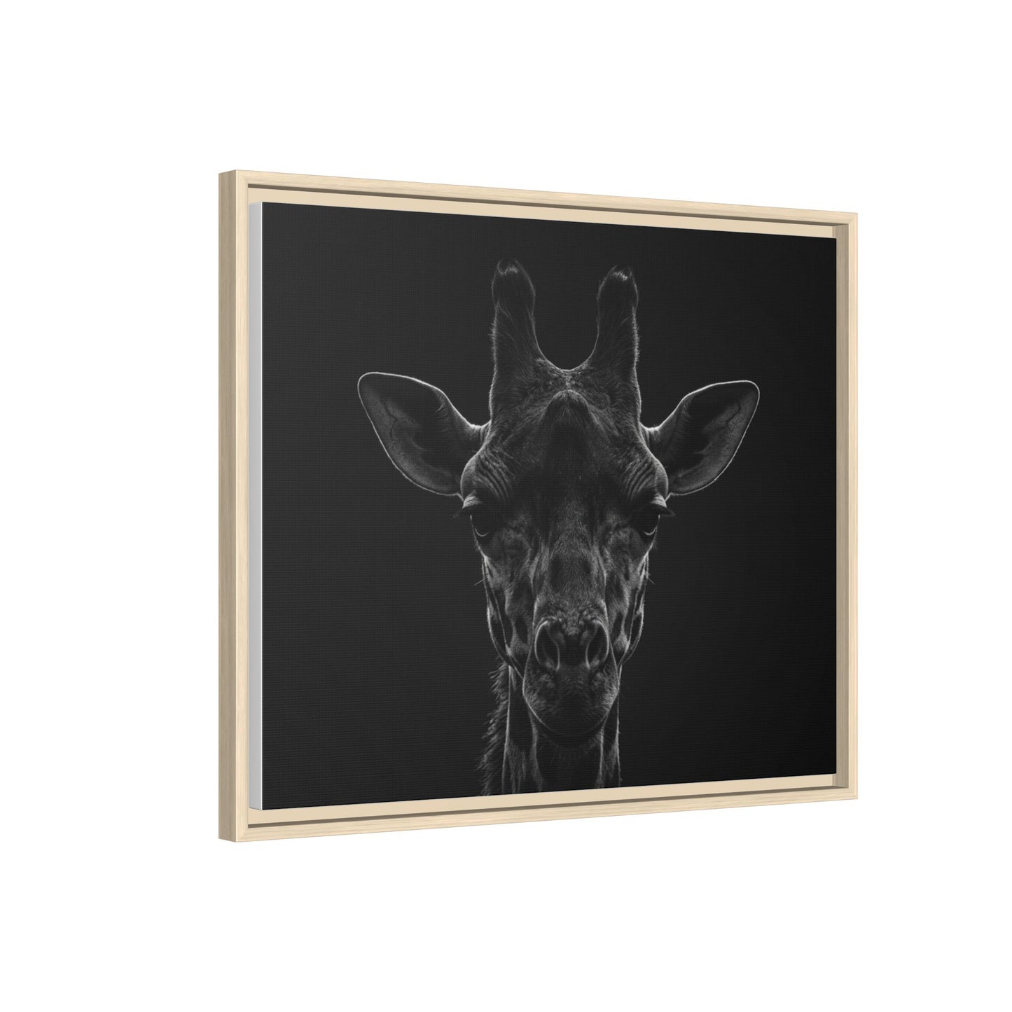 Framed Canvas Print — Giraffe In Black