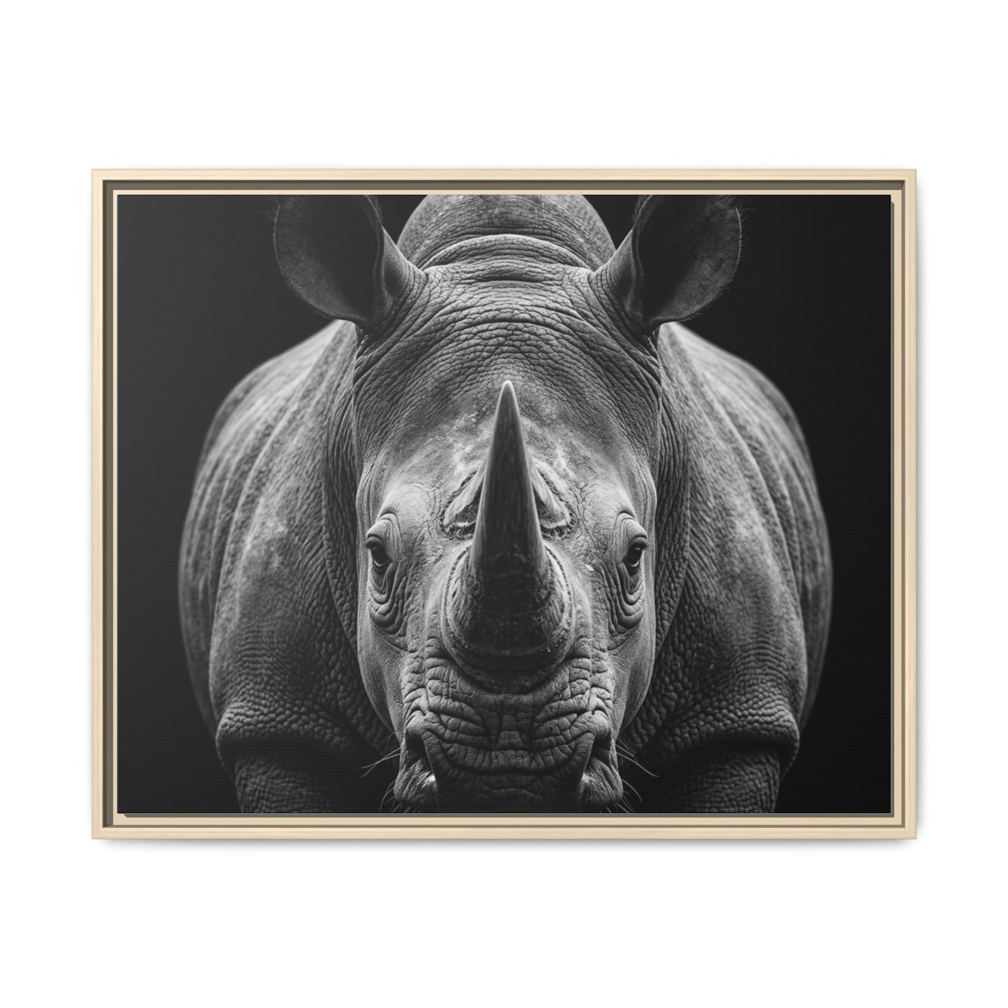 Framed Canvas Print — Rhinoceros In Black