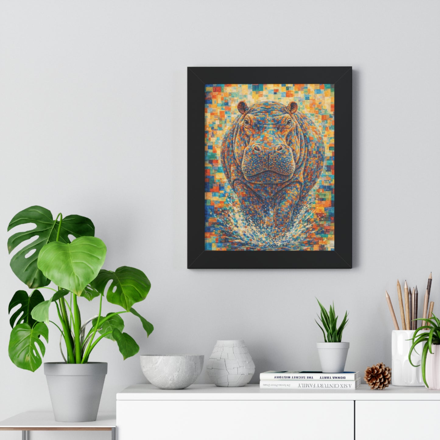 Framed Print — Hippopotamus Cubism