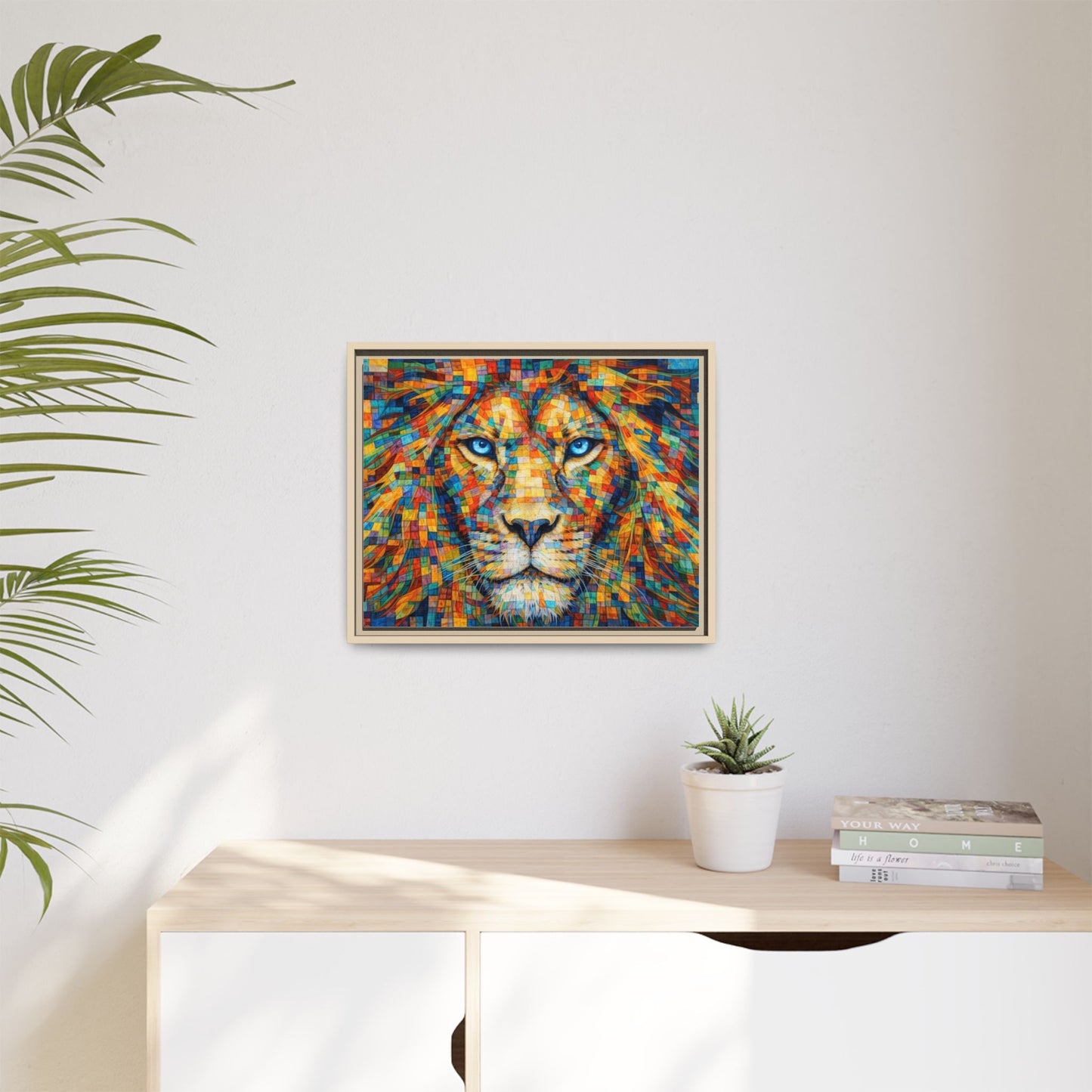 Framed Canvas Print — Lion's Gaze