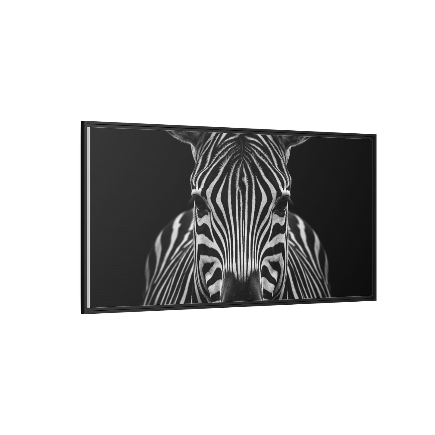 Framed Canvas Print — Zebra In Black
