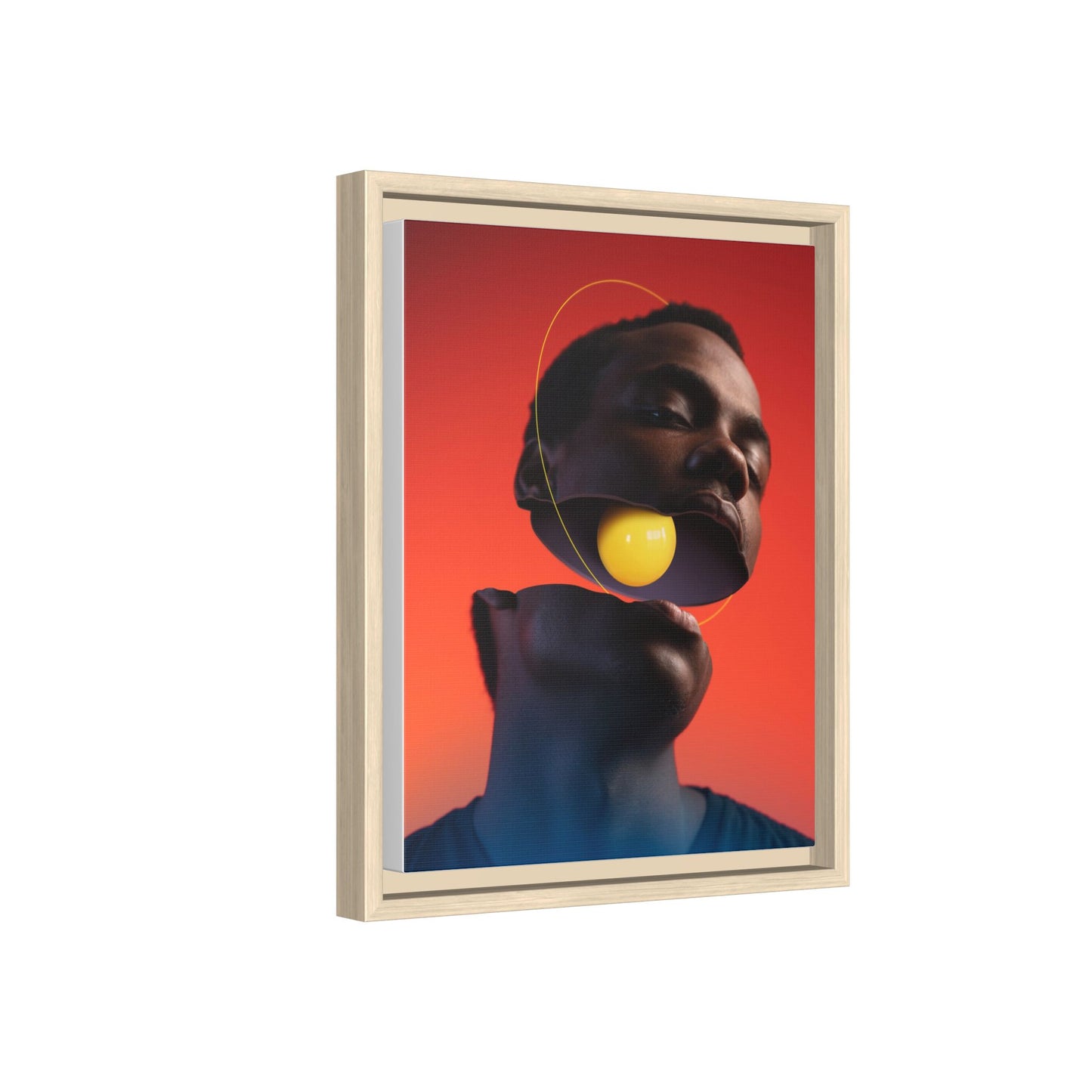 Framed Canvas Print — Floating Face With Yellow Orb