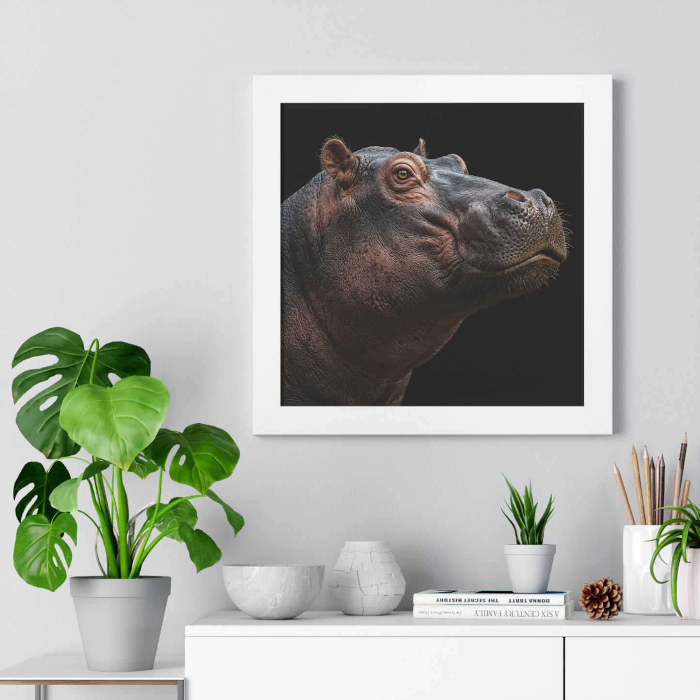 Framed Art Print – Hippopotamus In Colour