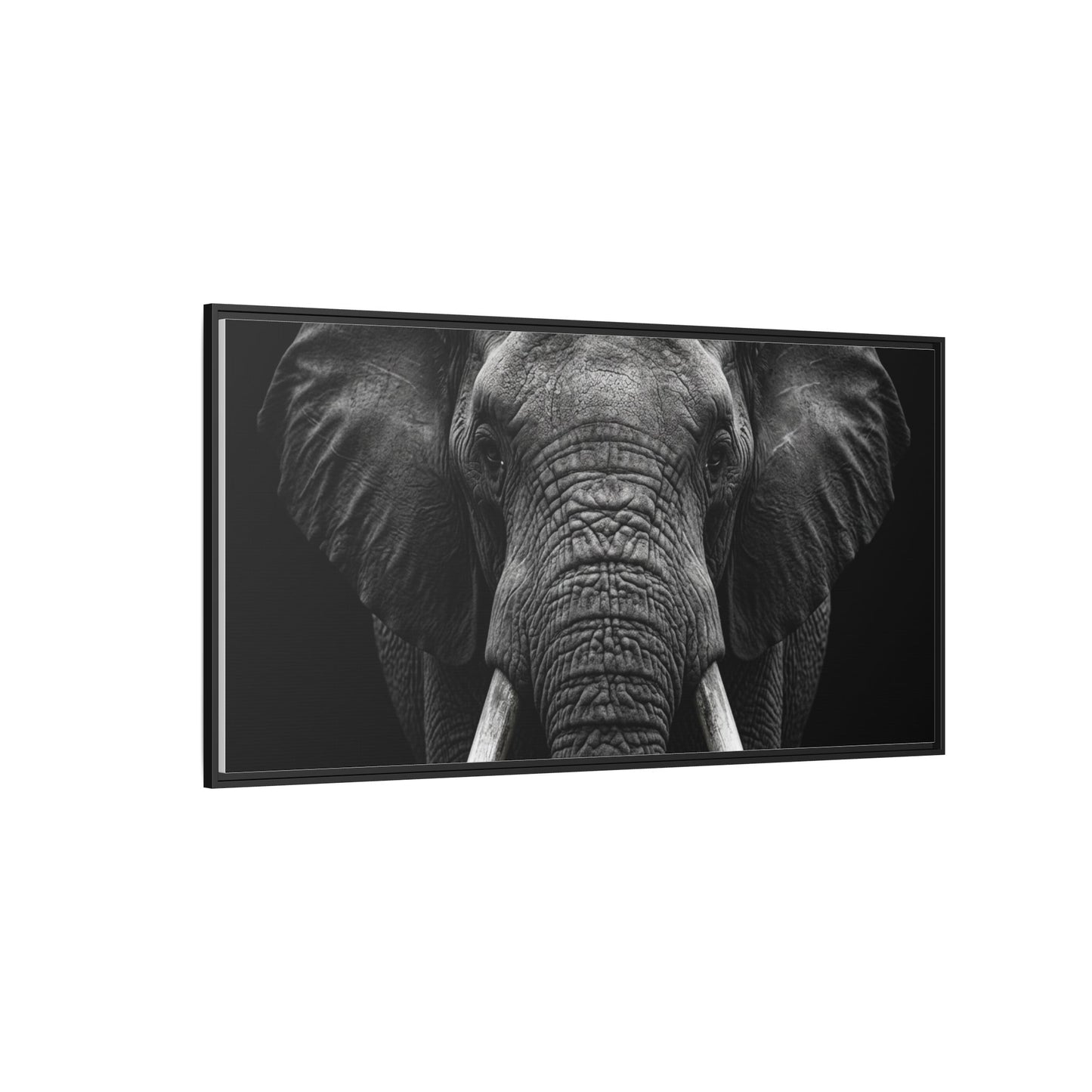 Framed Canvas Print — Elephant In Black
