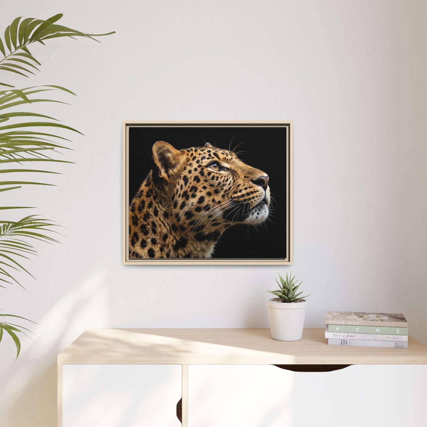 Framed Canvas Print — Leopard In Colour