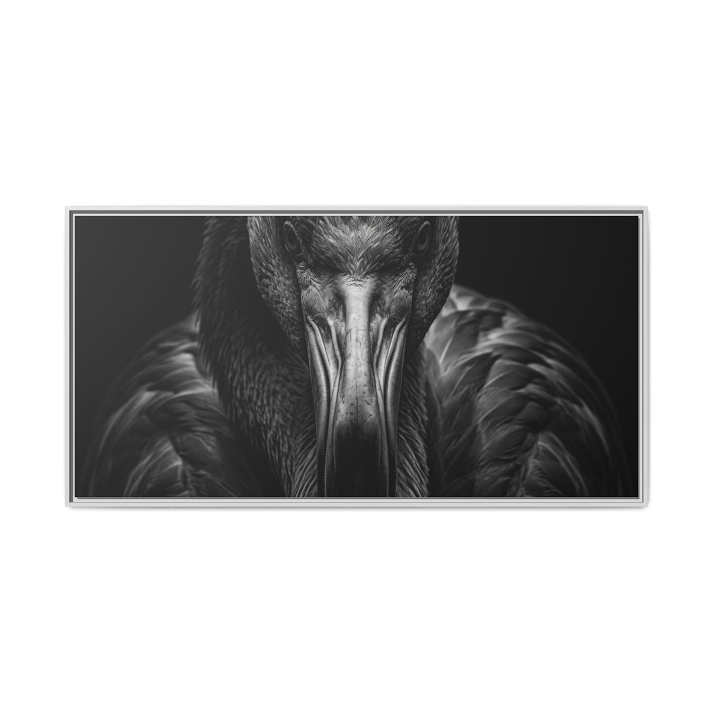Framed Canvas Print — Flamingo In Black