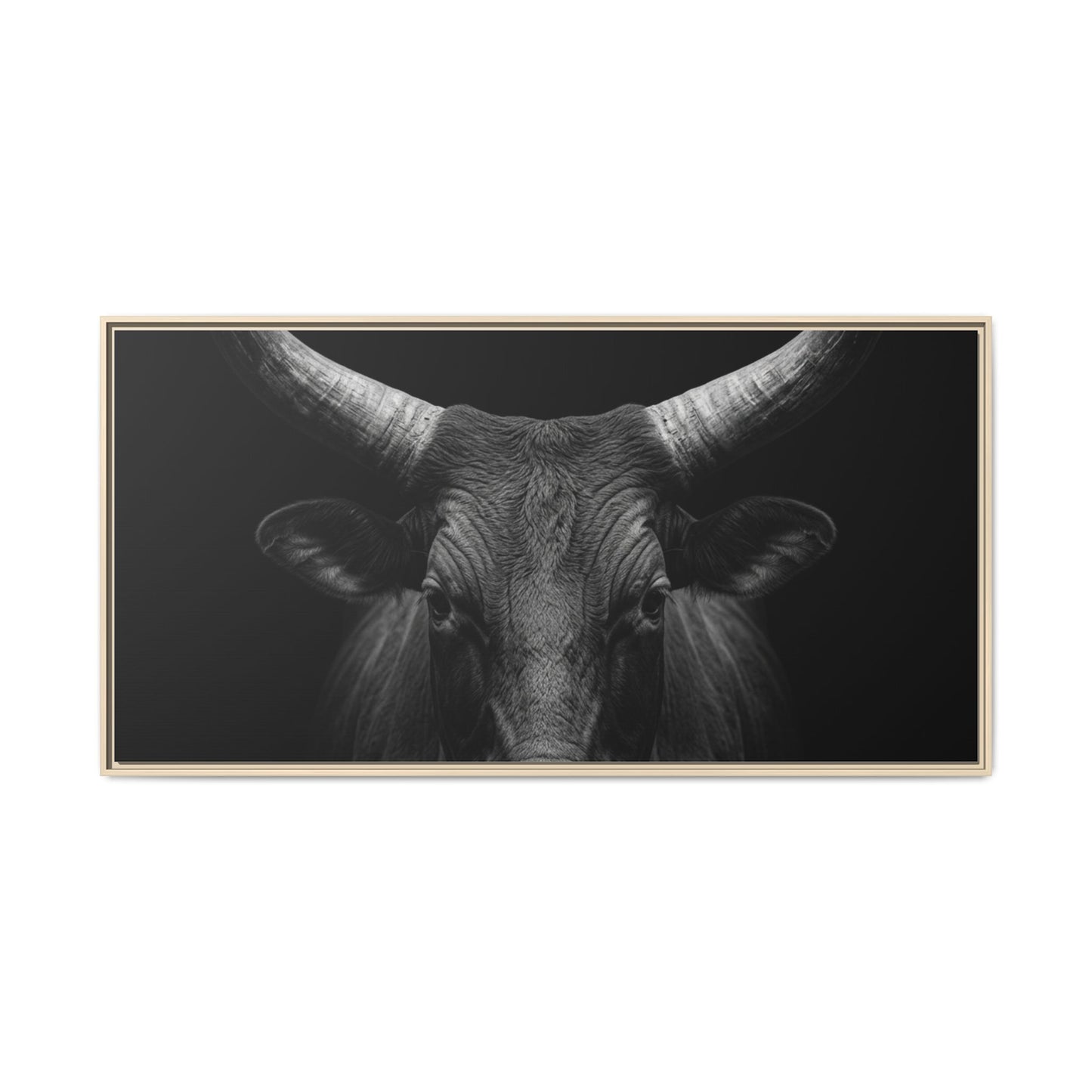Framed Canvas Print — Ankole Cow In Black