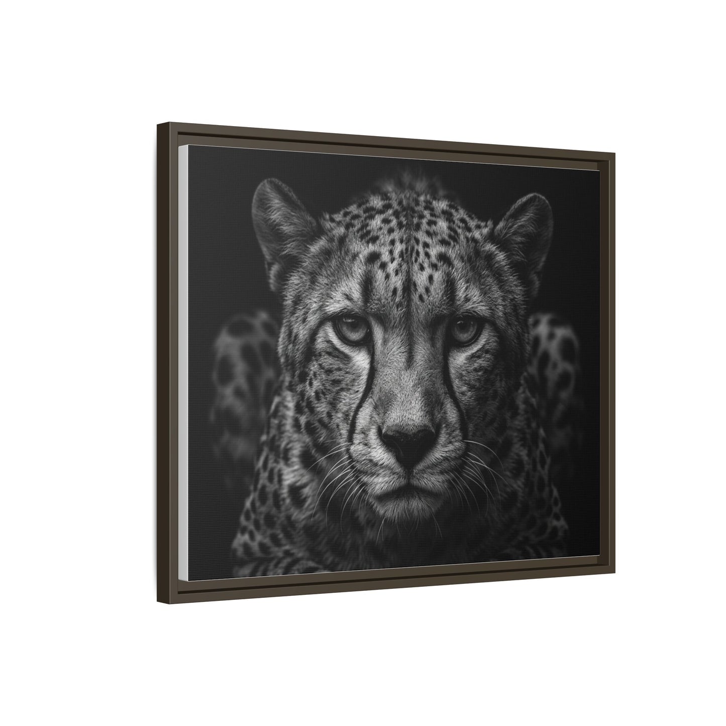 Framed Canvas Print — Cheetah In Black