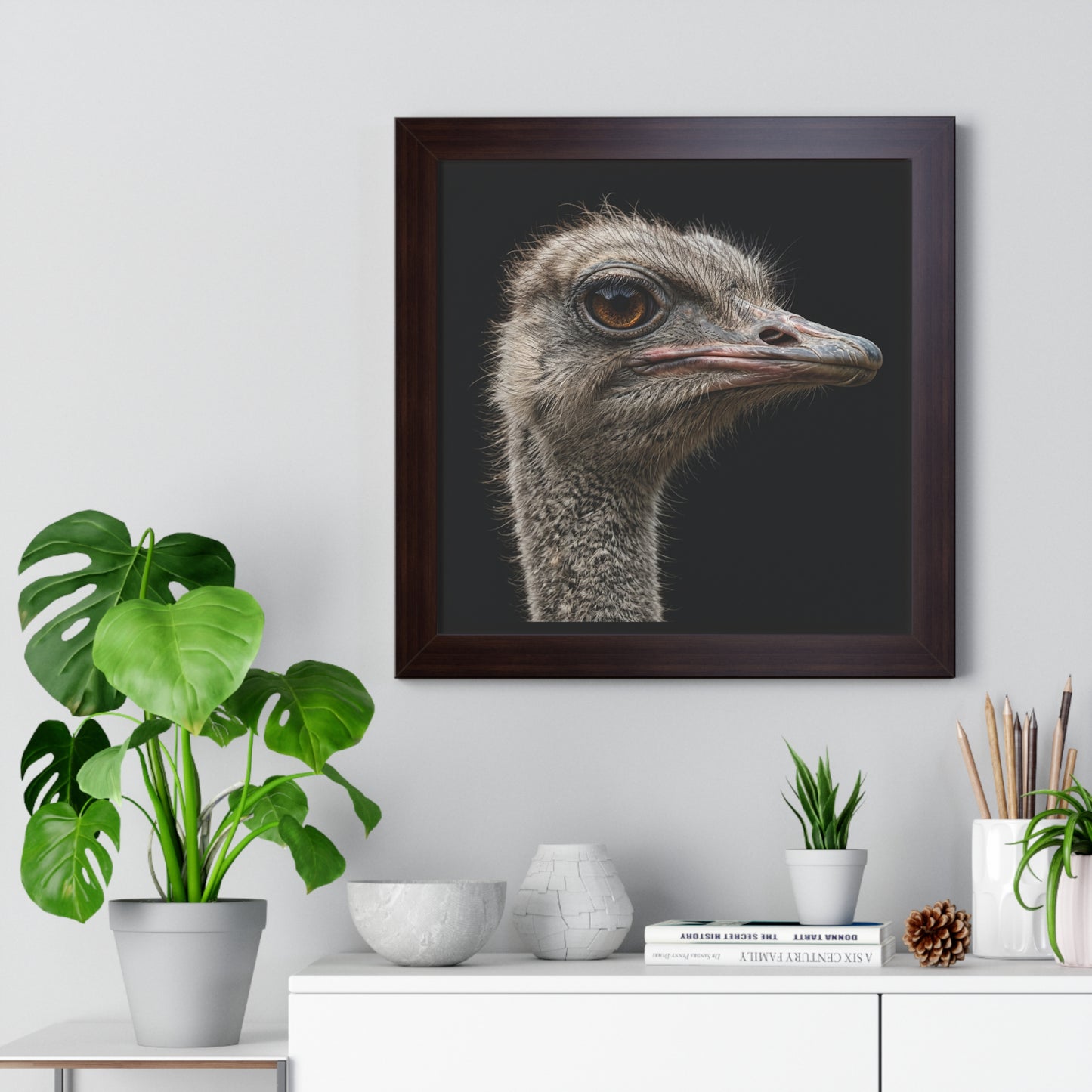 Framed Art Print – Ostrich In Colour