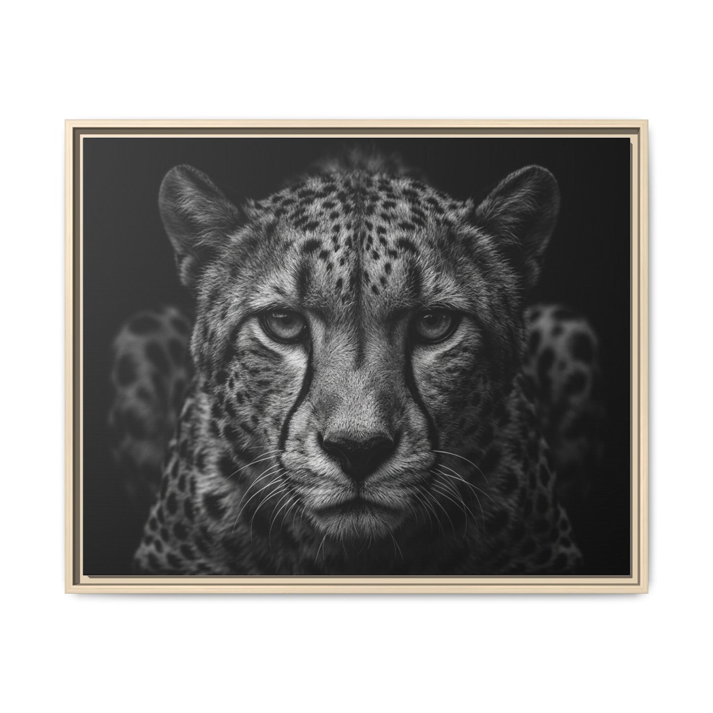 Framed Canvas Print — Cheetah In Black