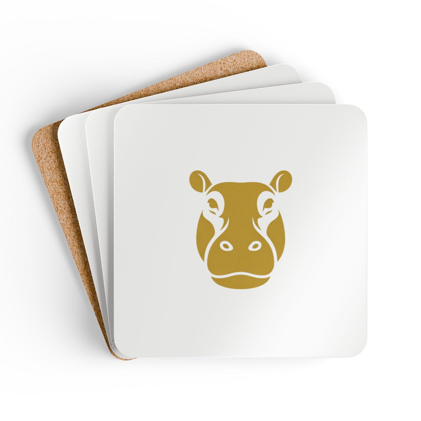 Cork Coaster Set — Hippo