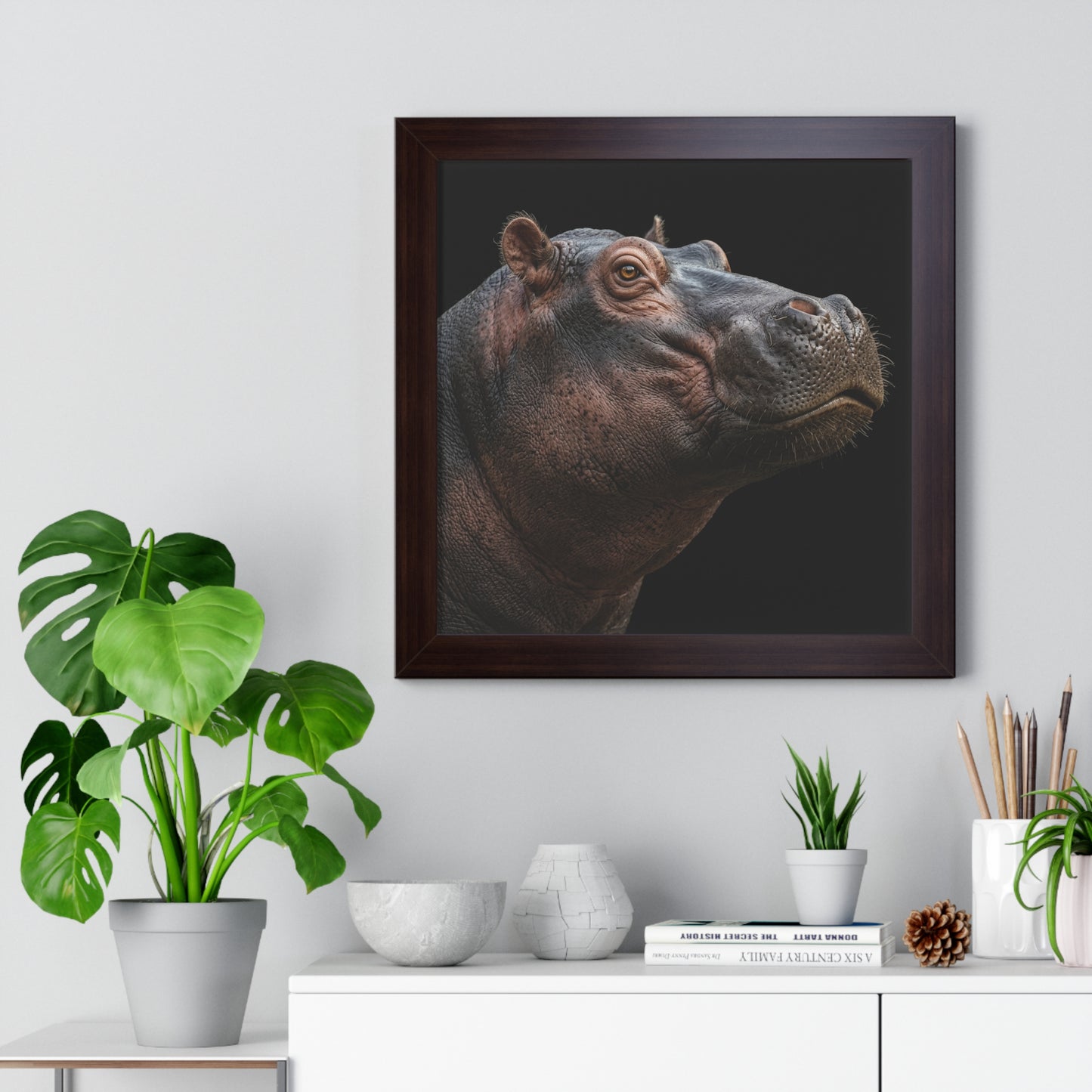Framed Art Print – Hippopotamus In Colour