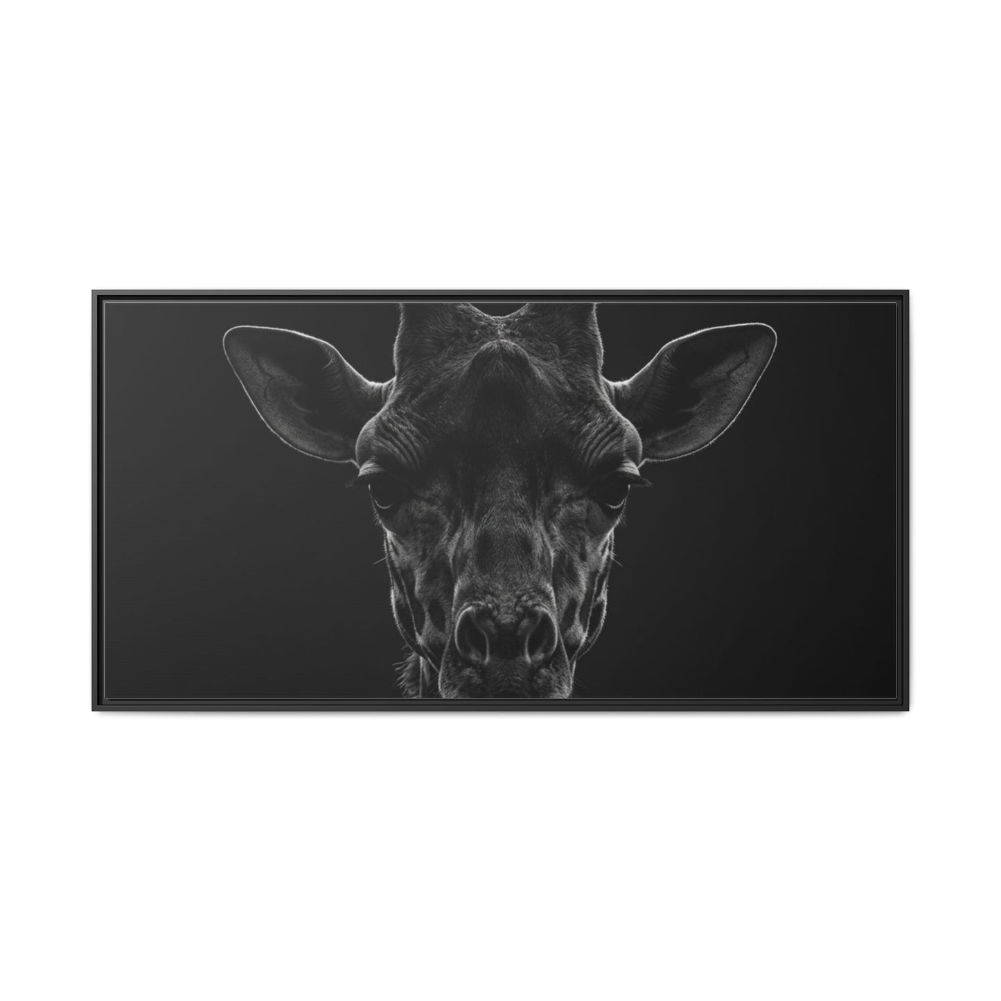 Framed Canvas Print — Giraffe In Black
