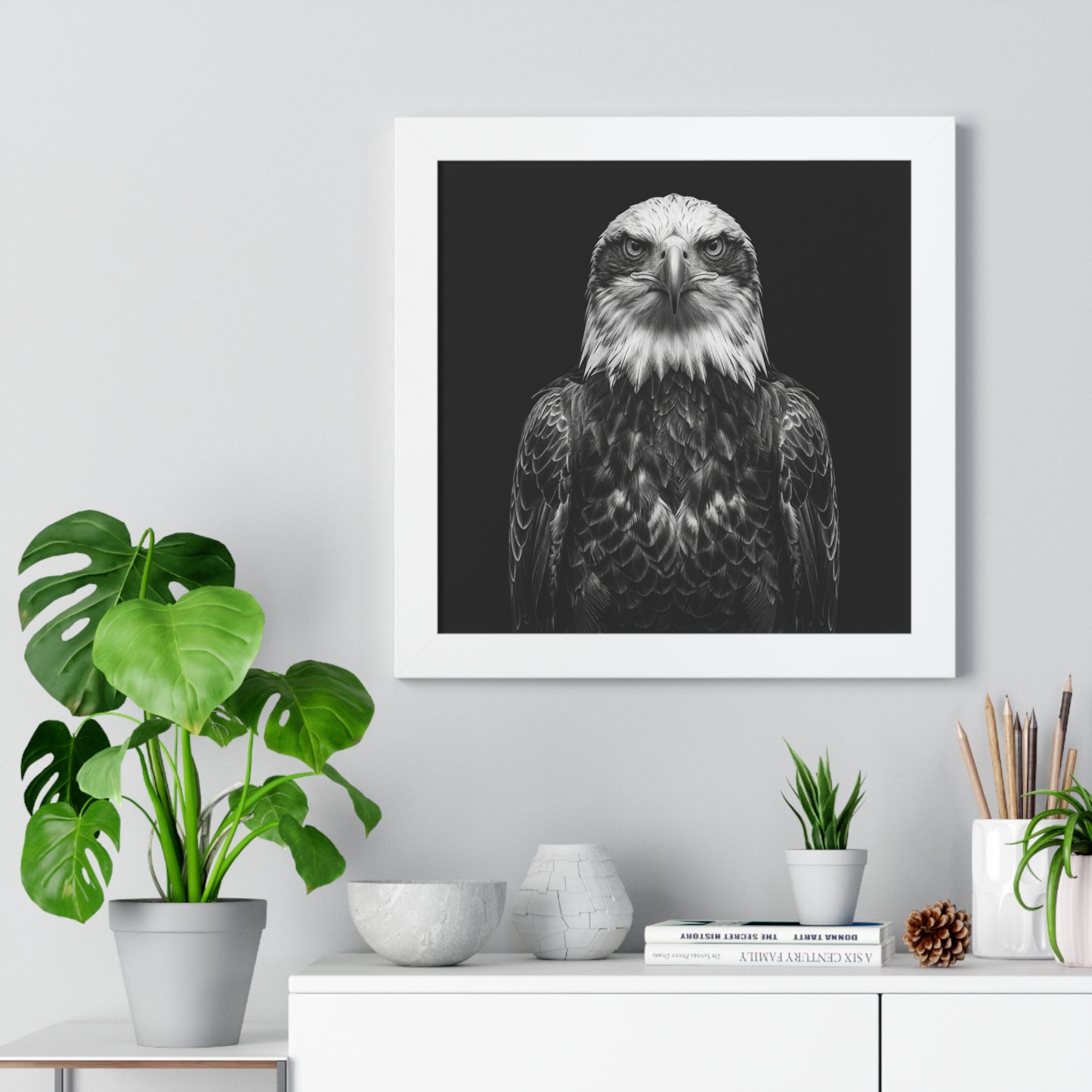 Framed Art Print – Fish Eagle In Black