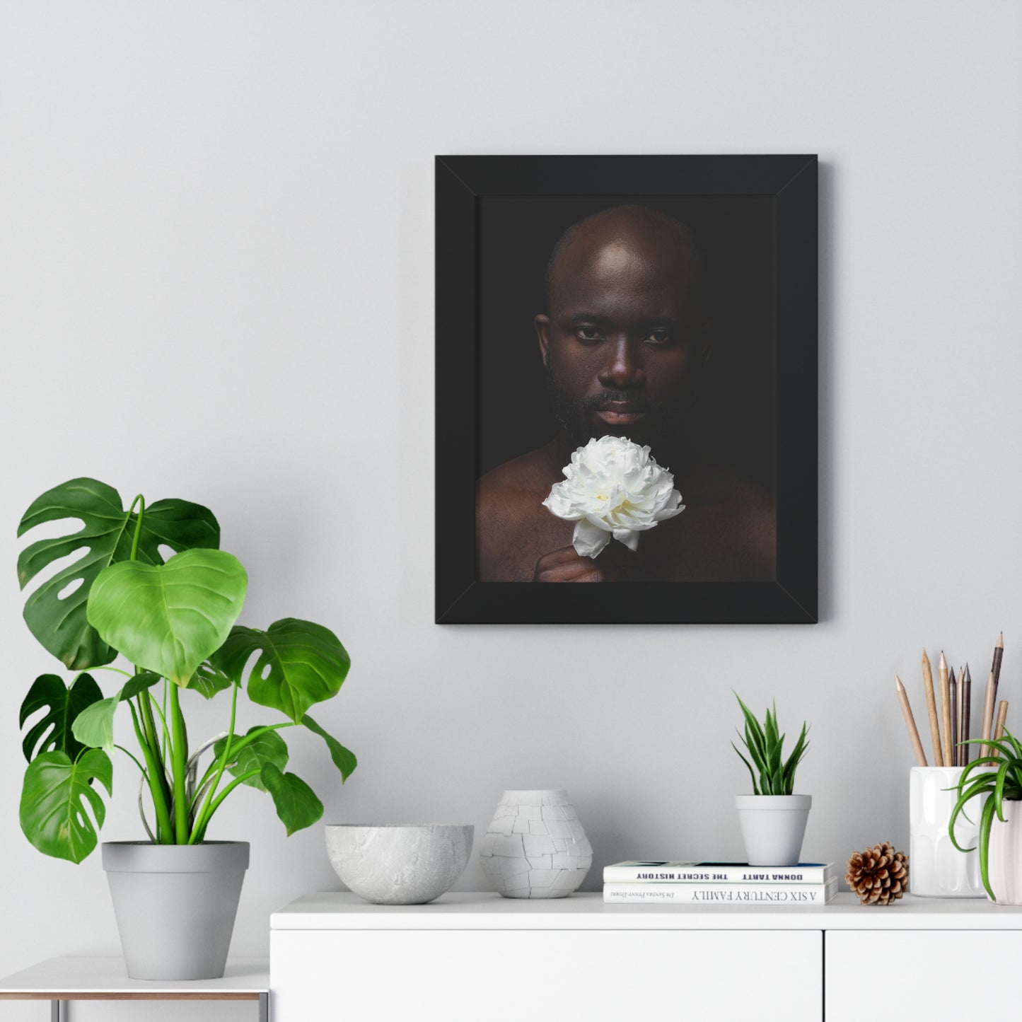 Framed Print — Portrait of Man with Flower No. 1