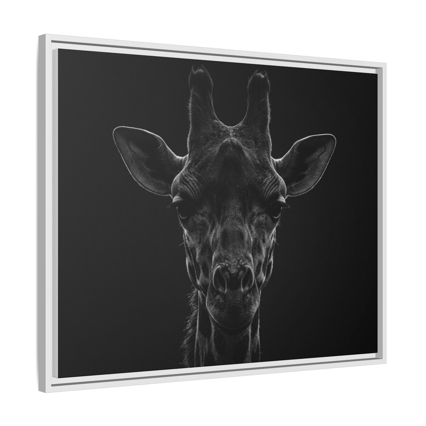 Framed Canvas Print — Giraffe In Black