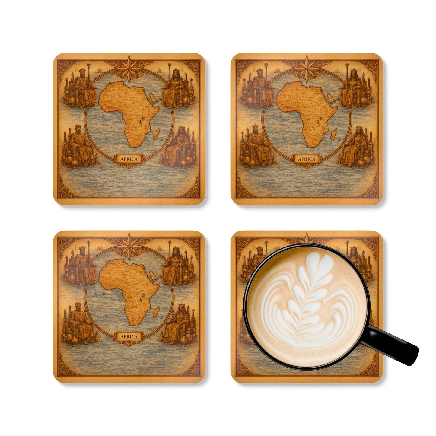 Coaster Set — Cartography Afrika - Kings & Queens