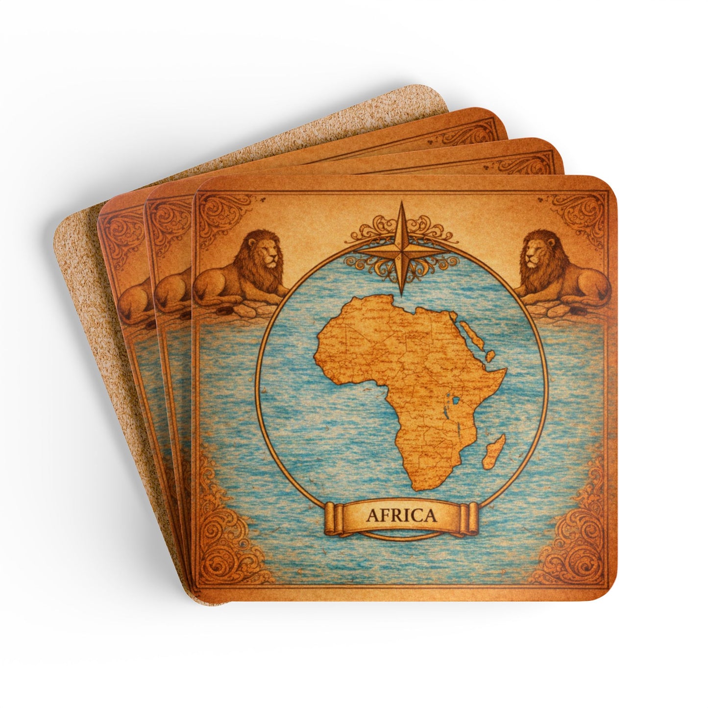 Coaster Set — Cartography Afrika - Lion
