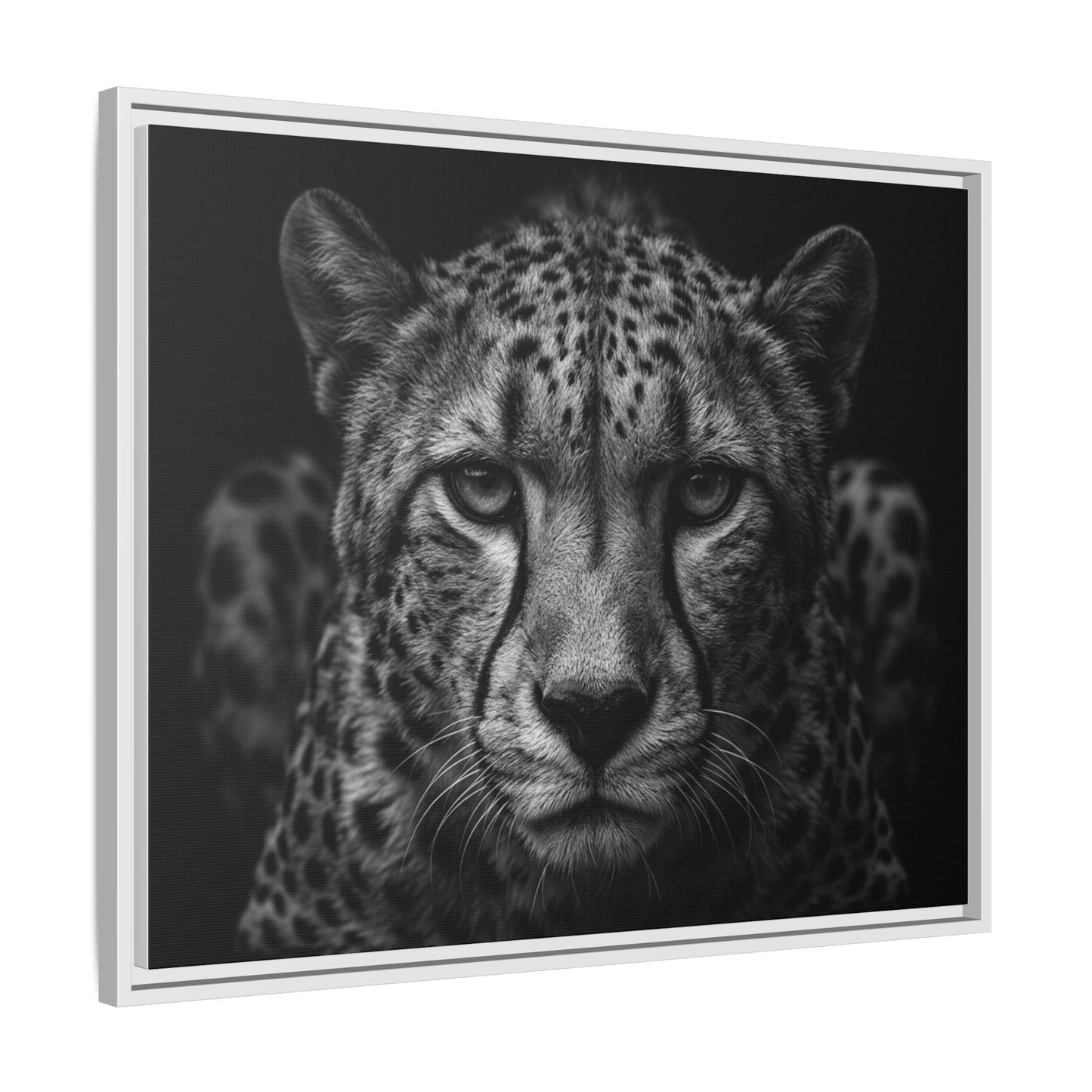 Framed Canvas Print — Cheetah In Black