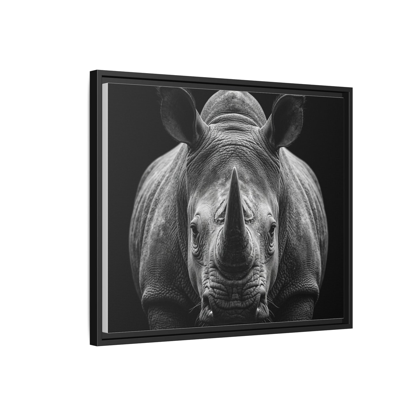 Framed Canvas Print — Rhinoceros In Black