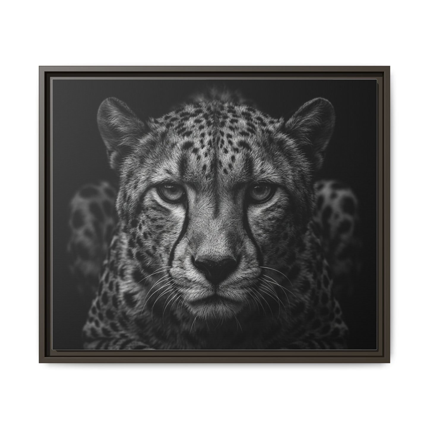 Framed Canvas Print — Cheetah In Black