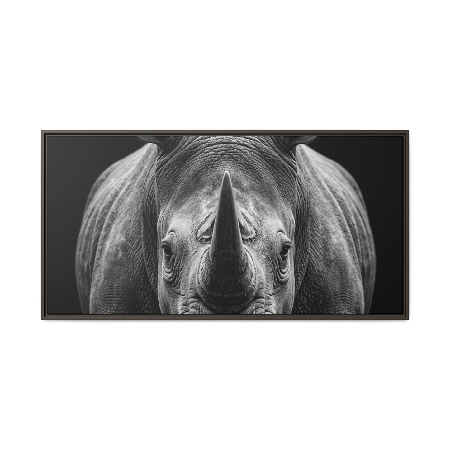 Framed Canvas Print — Rhinoceros In Black